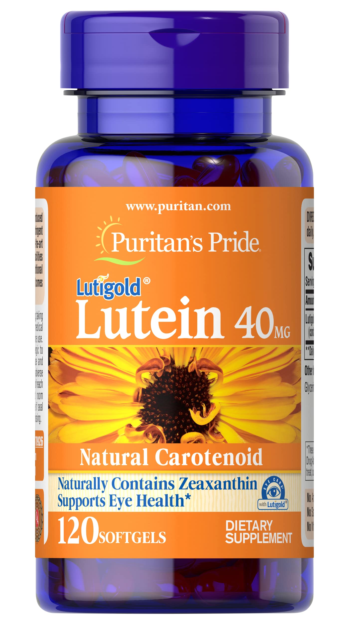 Foto 2 pulgar | Suplemento De Luteína Lutigold Premium De Puritan's Pride 40 Mg - Venta Internacional.
