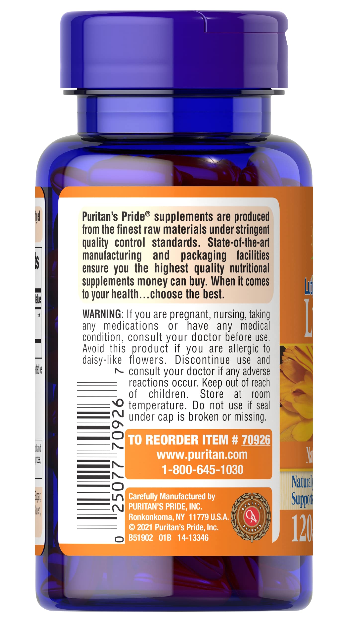 Foto 3 pulgar | Suplemento De Luteína Lutigold Premium De Puritan's Pride 40 Mg - Venta Internacional.