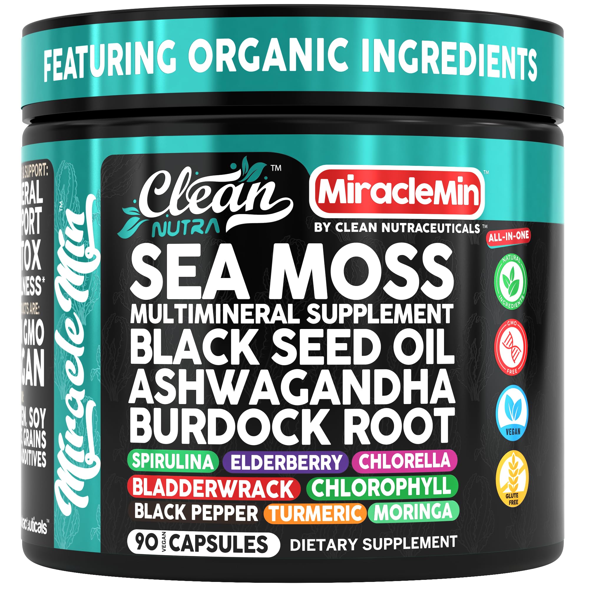 Foto 2 pulgar | Cápsulas Supplement Clean Nutra Sea Moss 90 Cápsulas Veganas - Venta Internacional.