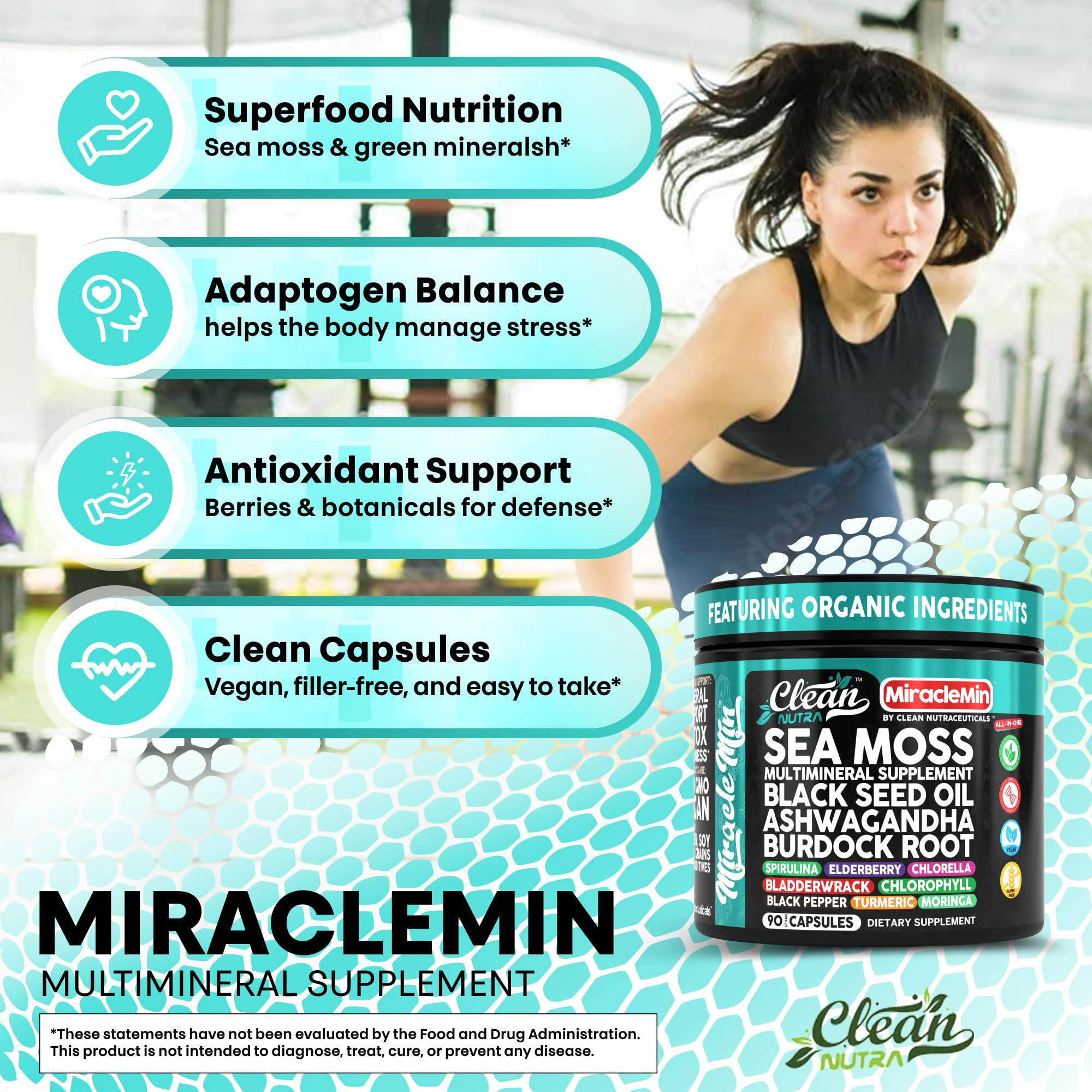 Foto 6 pulgar | Cápsulas Supplement Clean Nutra Sea Moss 90 Cápsulas Veganas - Venta Internacional.