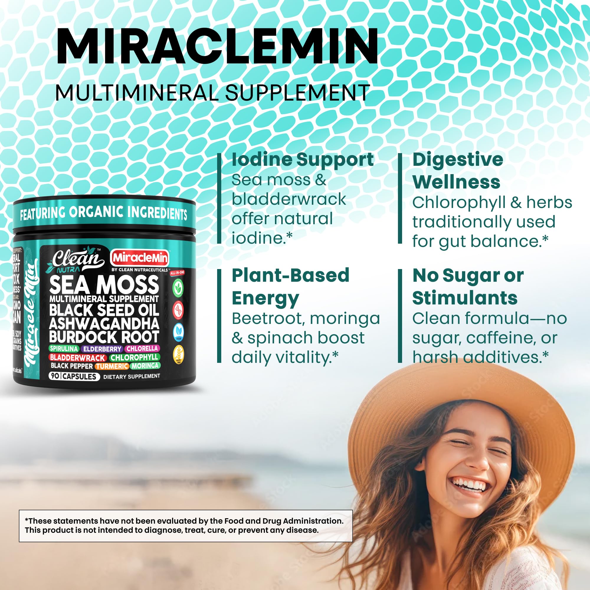 Foto 6 | Cápsulas Supplement Clean Nutra Sea Moss 90 Cápsulas Veganas - Venta Internacional.