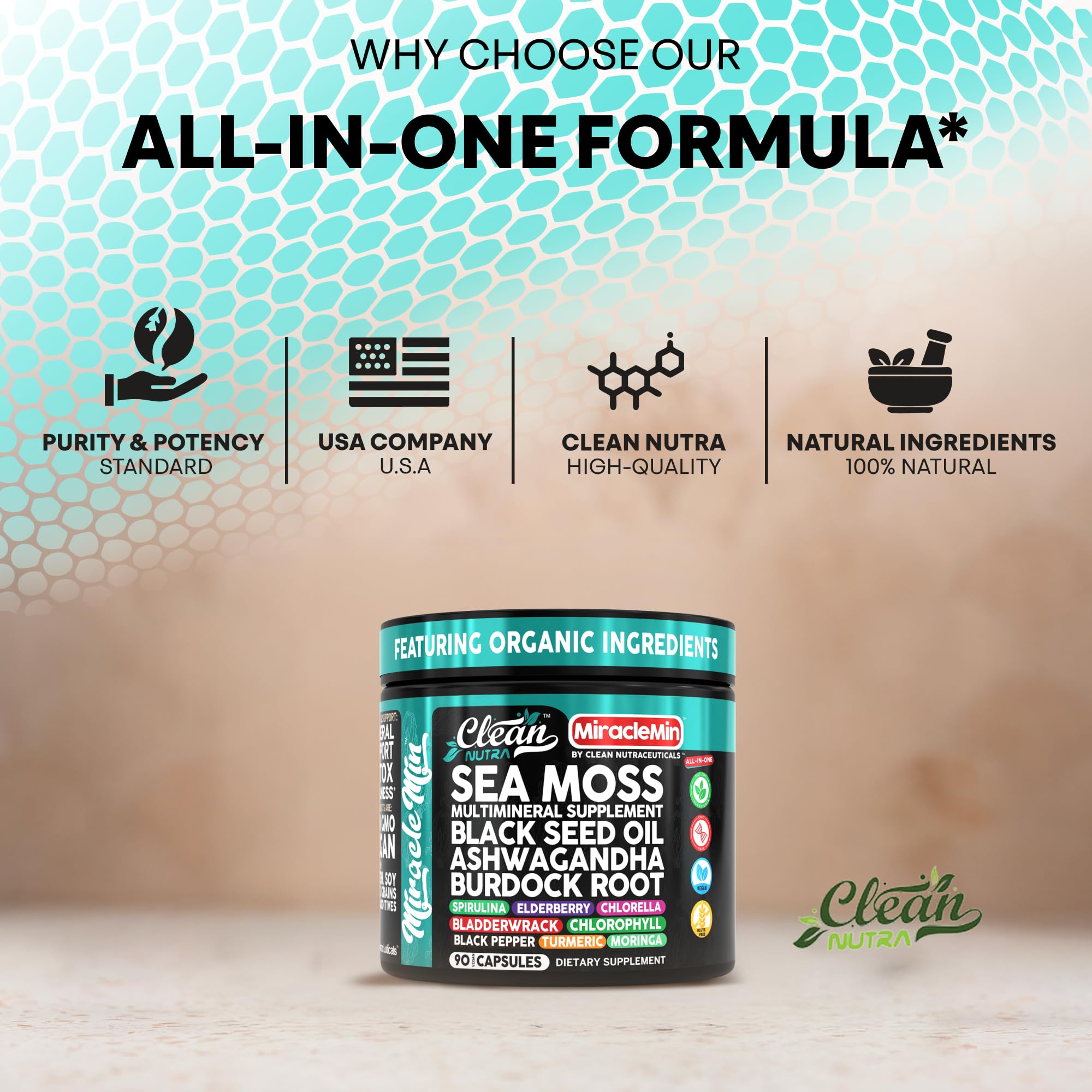 Foto 8 pulgar | Cápsulas Supplement Clean Nutra Sea Moss 90 Cápsulas Veganas - Venta Internacional.