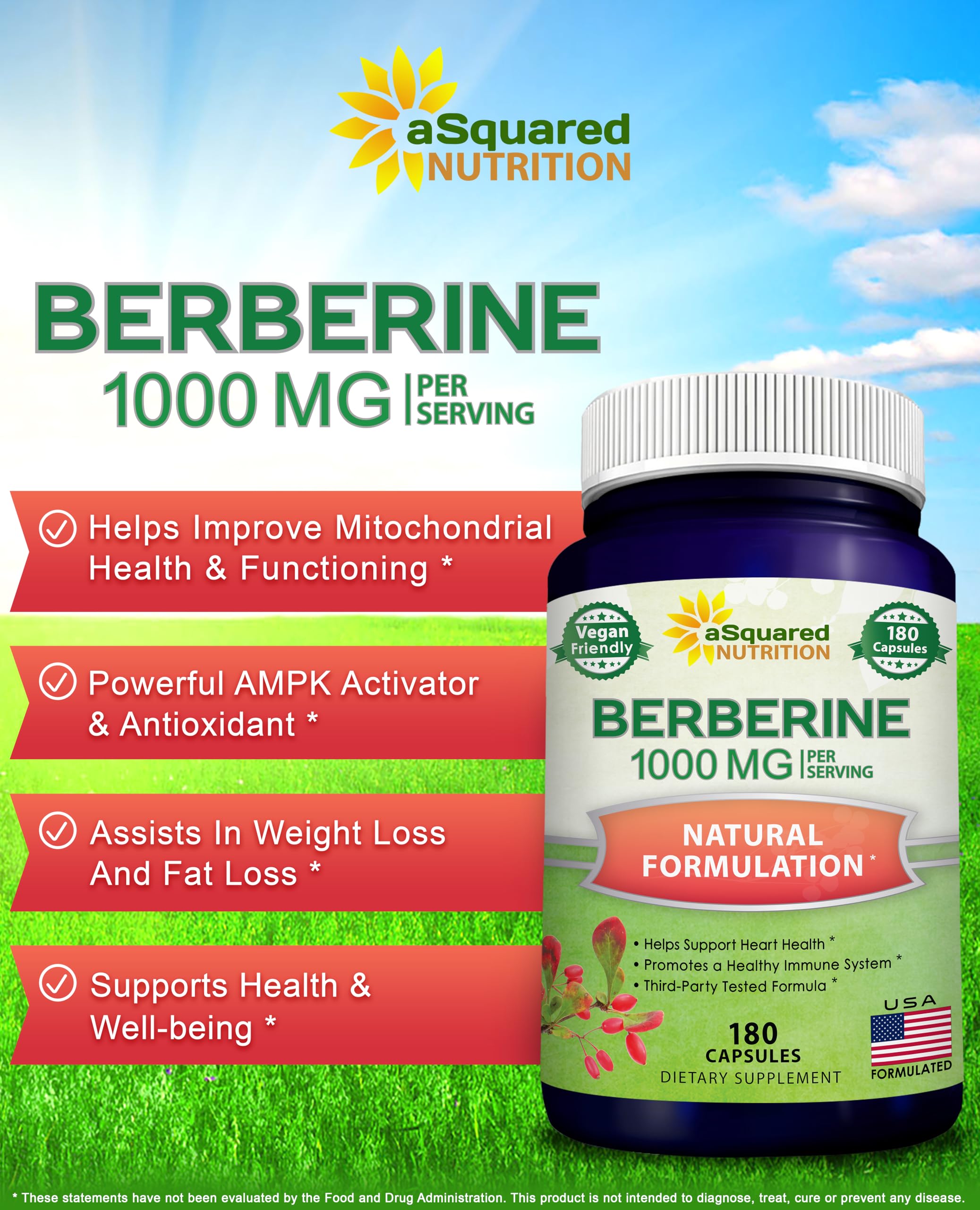 Foto 3 pulgar | Suplemento De Berberina Pura De Squared Nutrition, 1000 Mg, 180 Cápsulas - Venta Internacional.
