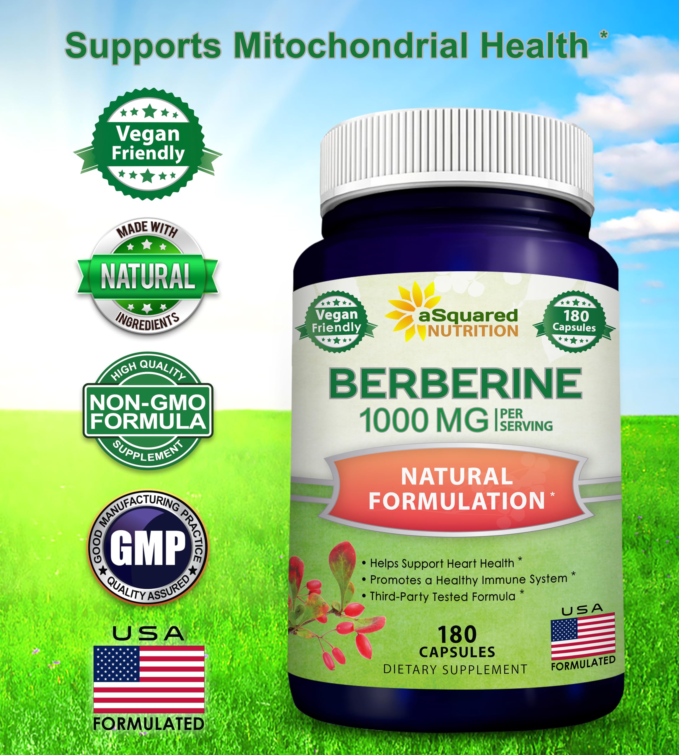 Foto 4 pulgar | Suplemento De Berberina Pura De Squared Nutrition, 1000 Mg, 180 Cápsulas - Venta Internacional.