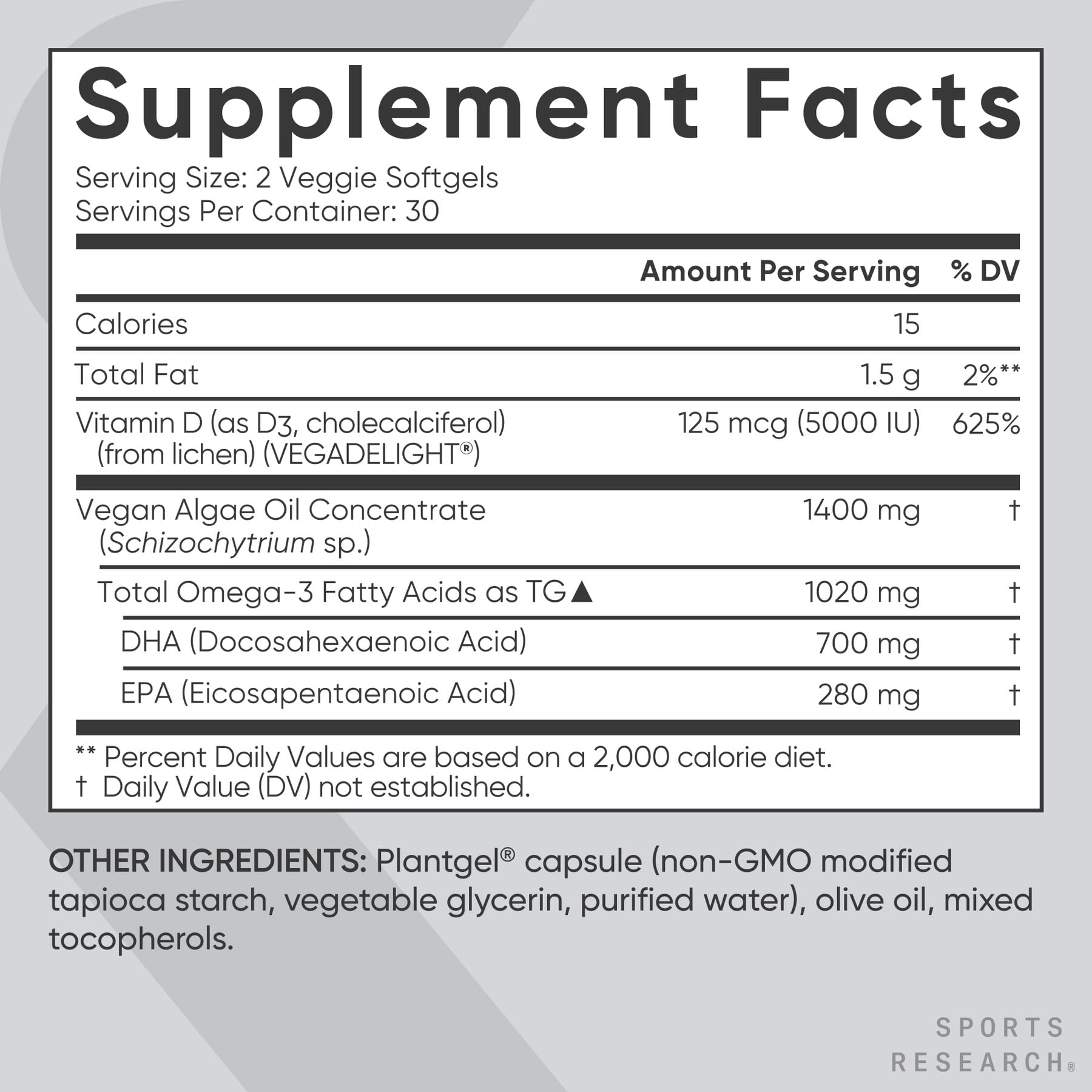 Foto 5 | Suplemento Sports Research Vegan Omega-3 1020 Mg Y D3 5000 Ui - Venta Internacional.