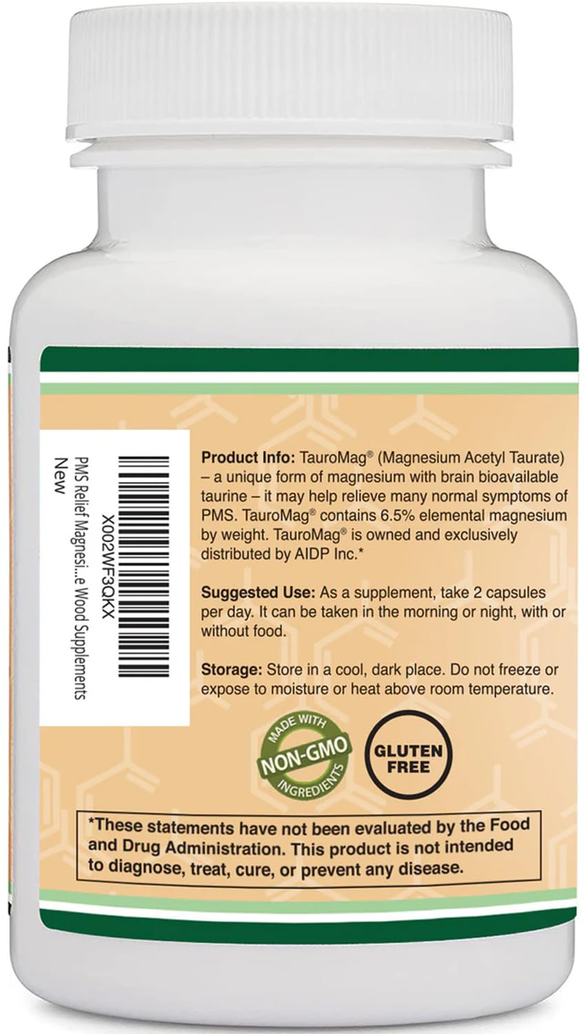 Foto 3 | Suplemento De Acetiltaurato De Magnesio Para Aliviar El Síndrome Premenstrual 350 Mg 60 Cápsulas - Venta Internacional.