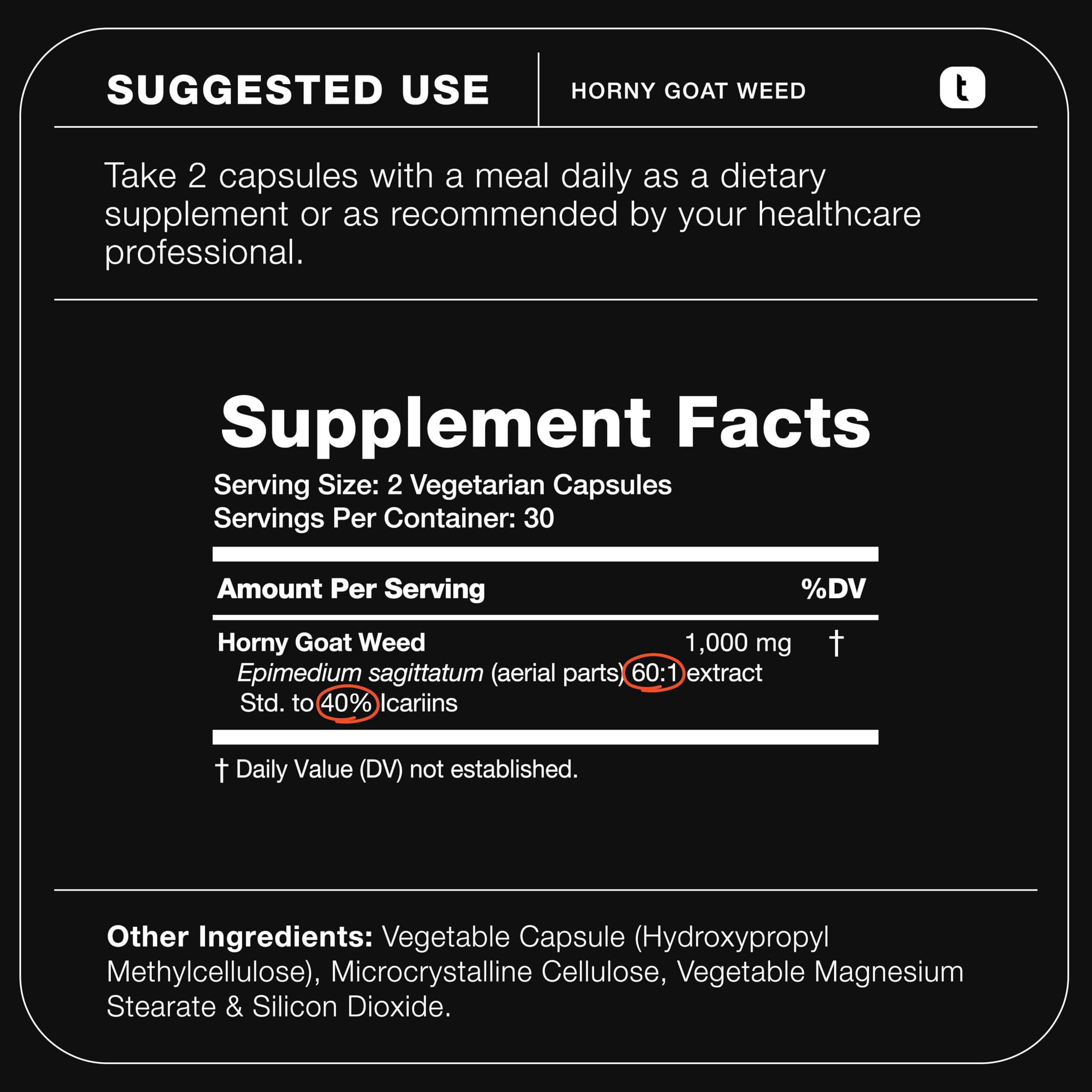 Foto 7 | Suplemento Toniiq Horny Goat Weed 60 Cápsulas 60 000 Mg - Venta Internacional.