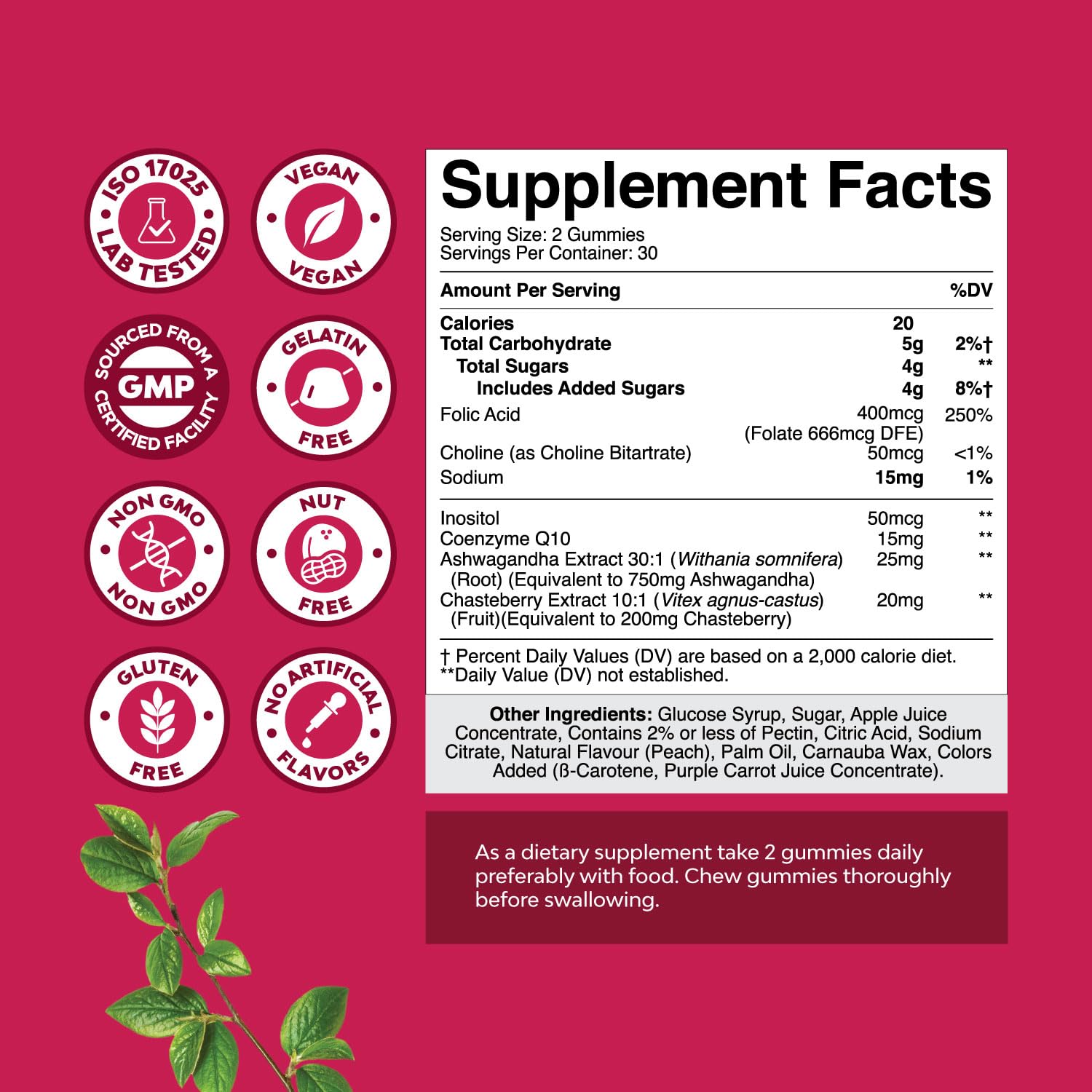 Foto 4 pulgar | Gomitas Fertility Natures Craft Para Mujer Con Mioinositol 30 - Venta Internacional.