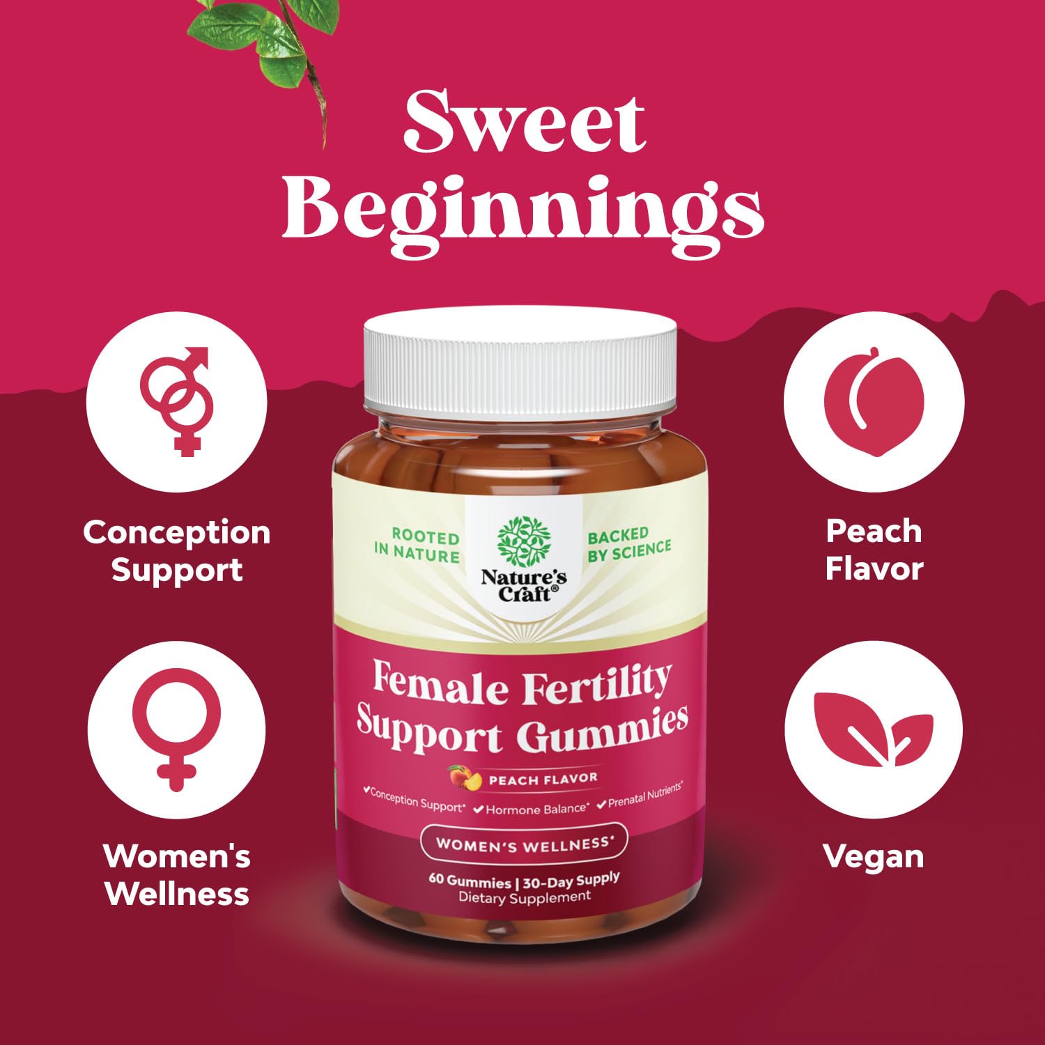 Foto 5 pulgar | Gomitas Fertility Natures Craft Para Mujer Con Mioinositol 30 - Venta Internacional.