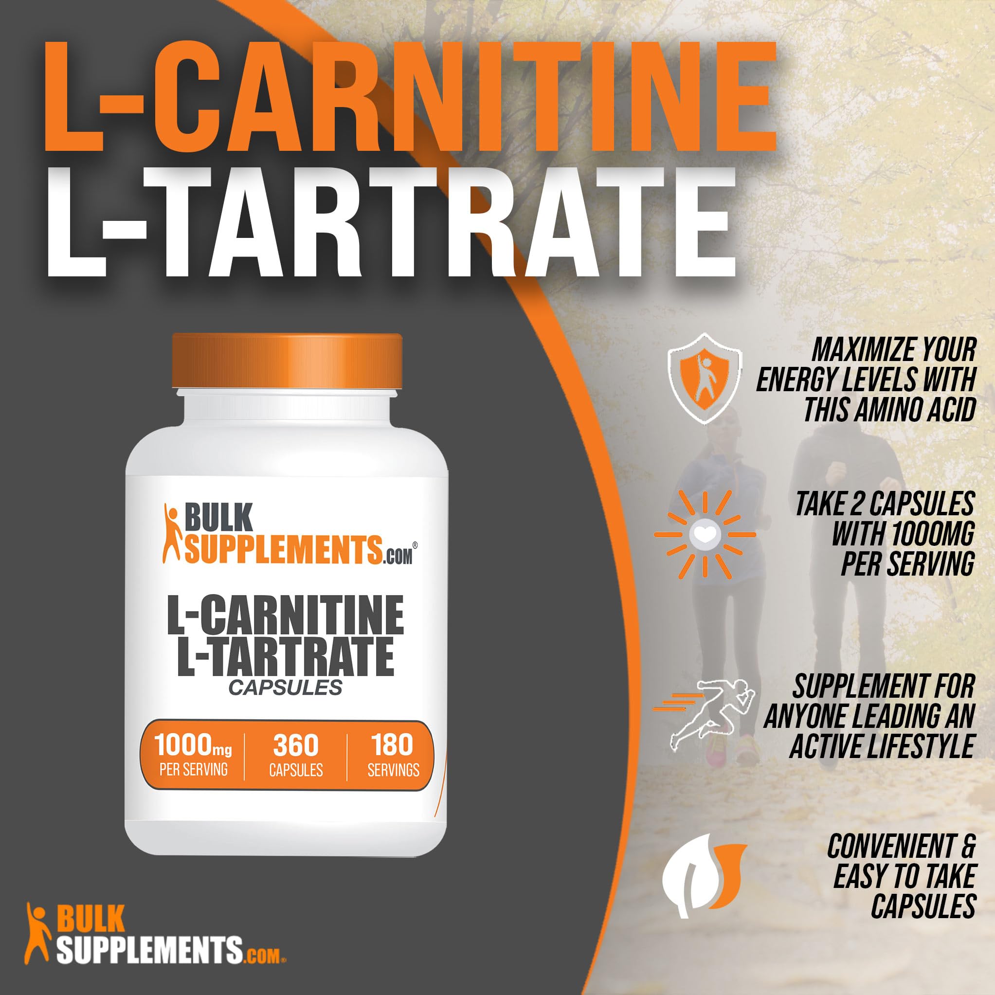 Foto 3 | Suplemento Bulksupplements.com L-tartrato De L-carnitina 1000 Mg - Venta Internacional.
