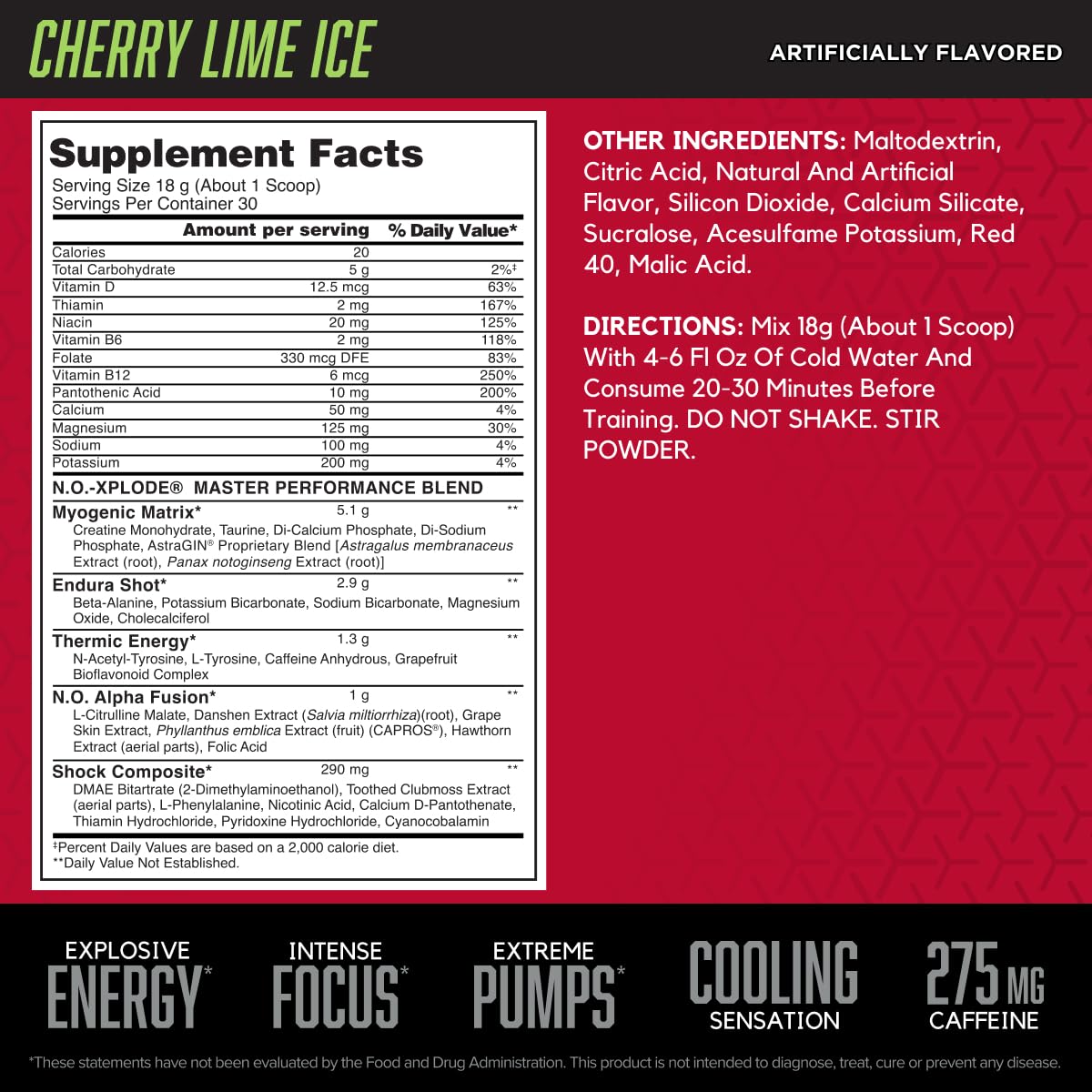 Foto 4 pulgar | Polvo Para Antes Del Entrenamiento Bsn N.o.-xplode Cool Rush Cherry Lime Ice - Venta Internacional.