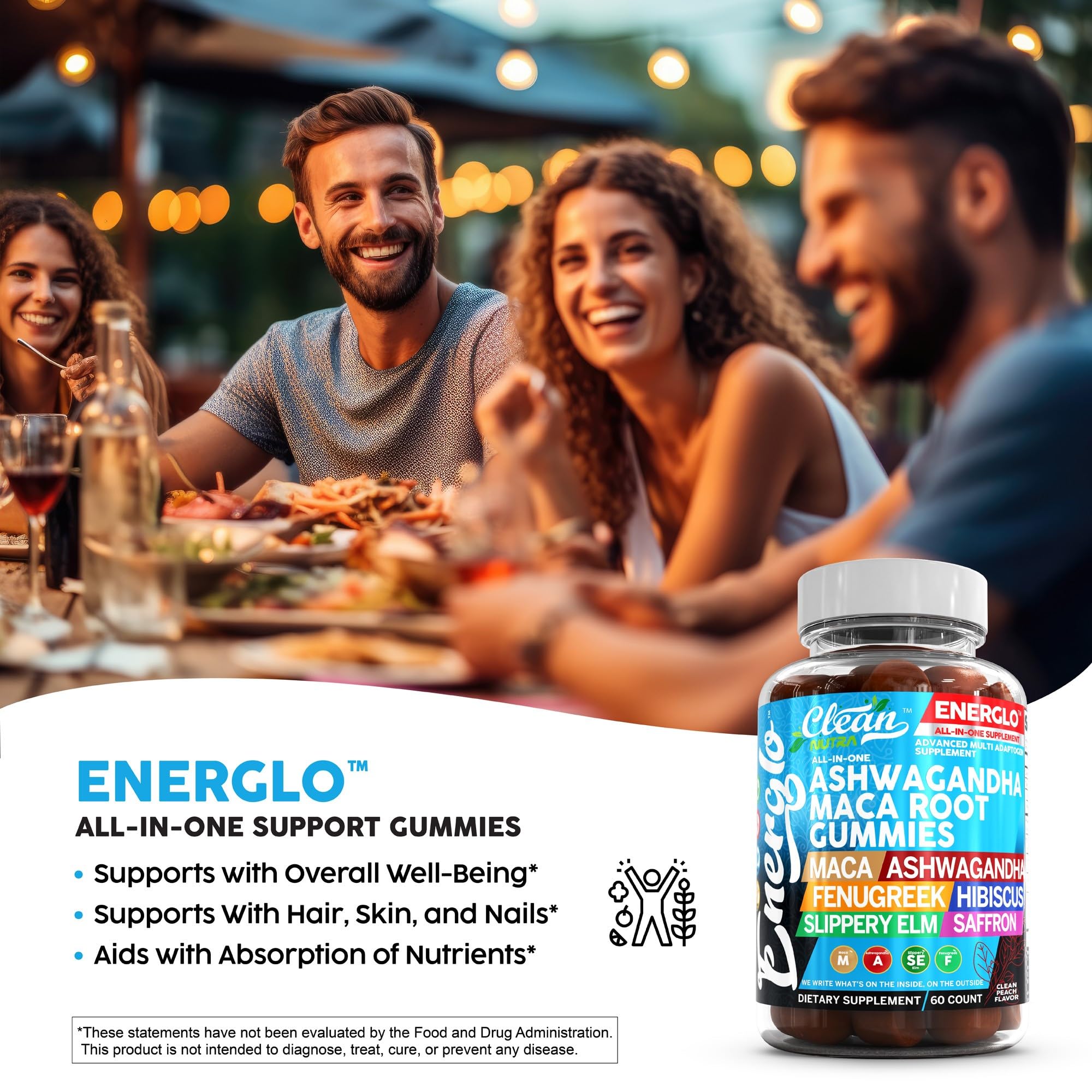 Foto 3 | Gummy Vitamins Clean Nutra, Ashwagandha, Raíz De Maca, Sabor A Melocotón - Venta Internacional.