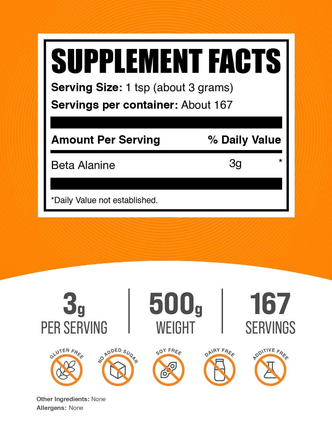 Foto 3 pulgar | Suplemento Bulksupplements.com Beta Alanina En Polvo 500 G - Venta Internacional.