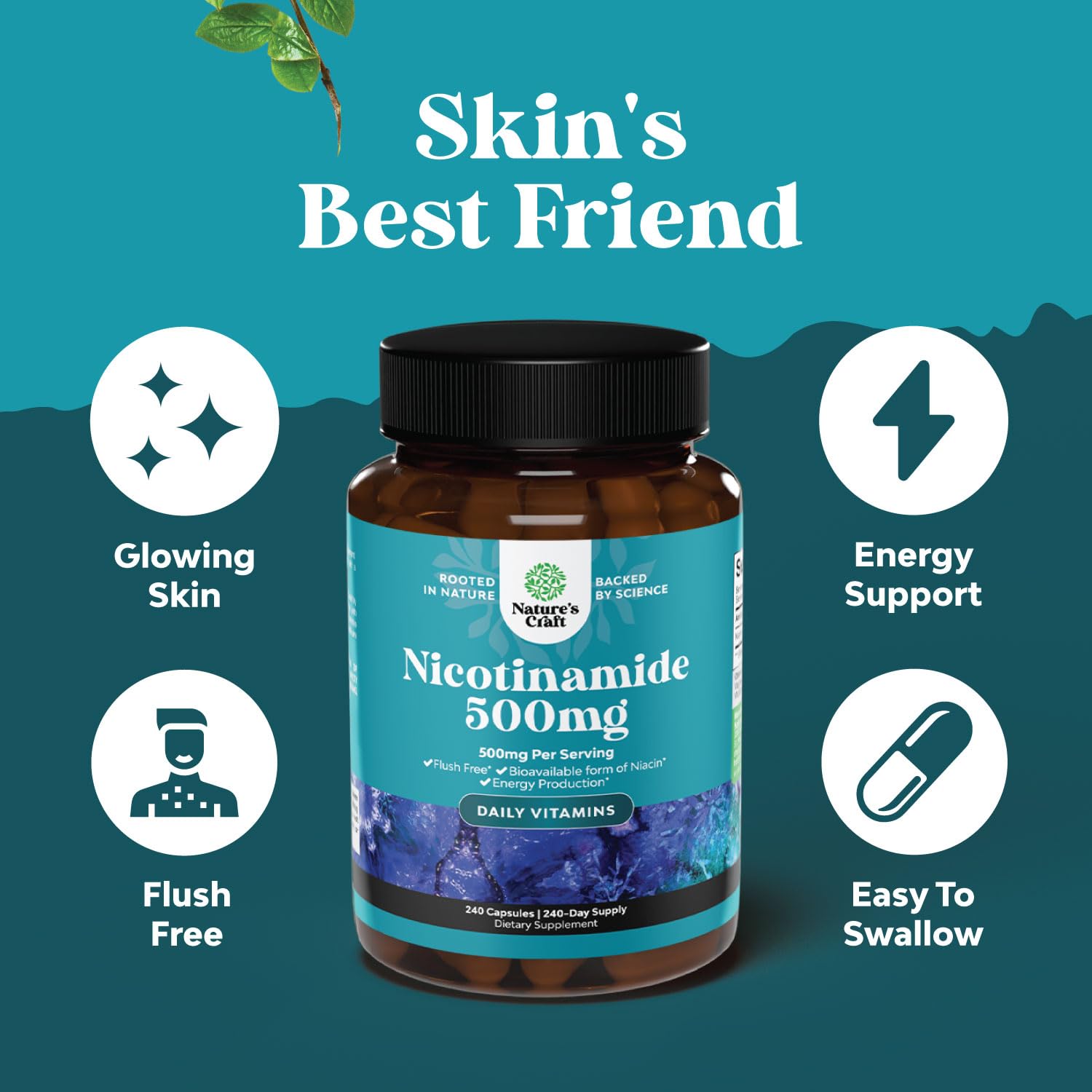Foto 3 | Suplemento Natures Craft Con Vitamina B3 Y Niacinamida, 500 Mg, 240 Cápsulas - Venta Internacional.