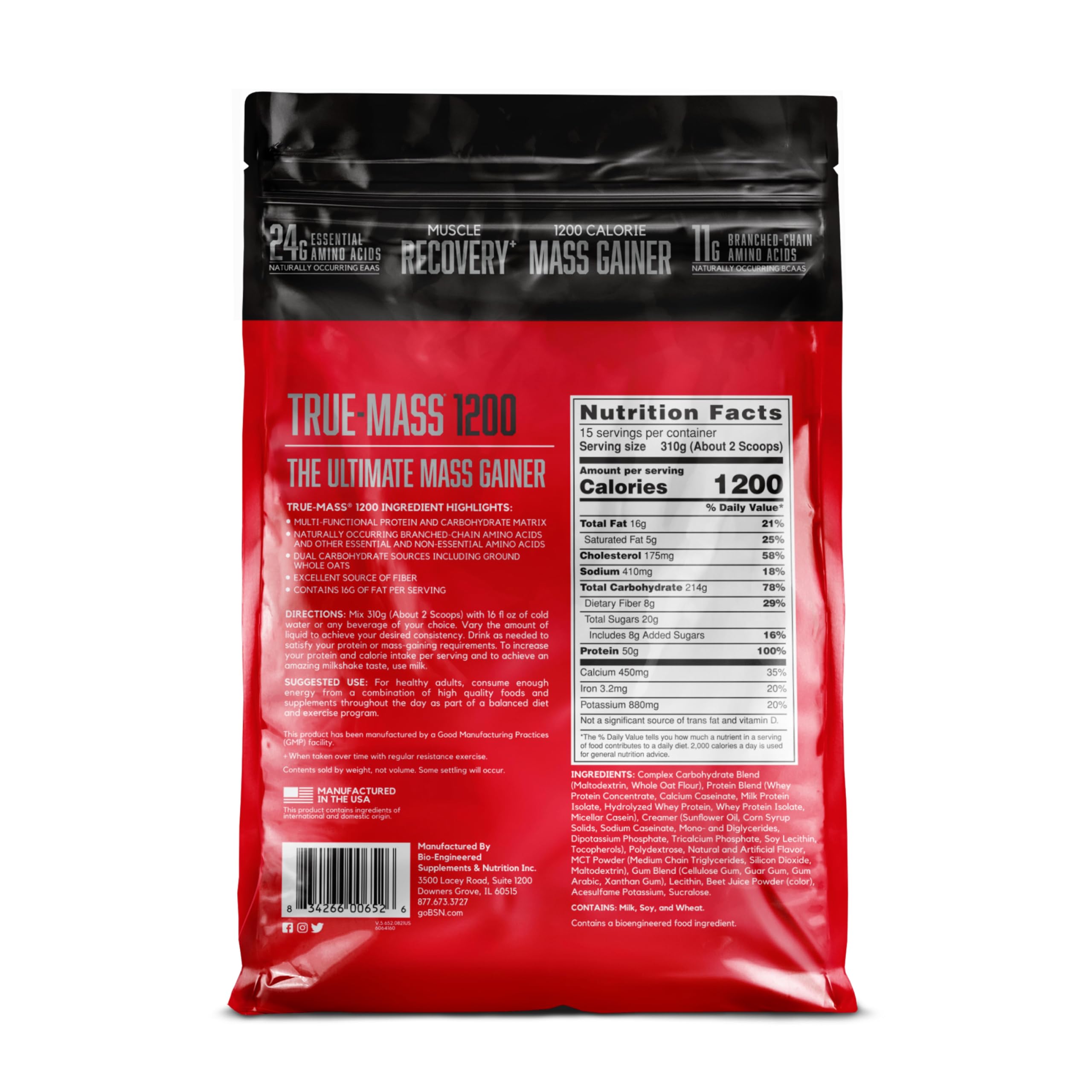 Foto 8 pulgar | Weight Gainer Bsn True-mass Muscle Mass Fresa 4,6 Kg - Venta Internacional.