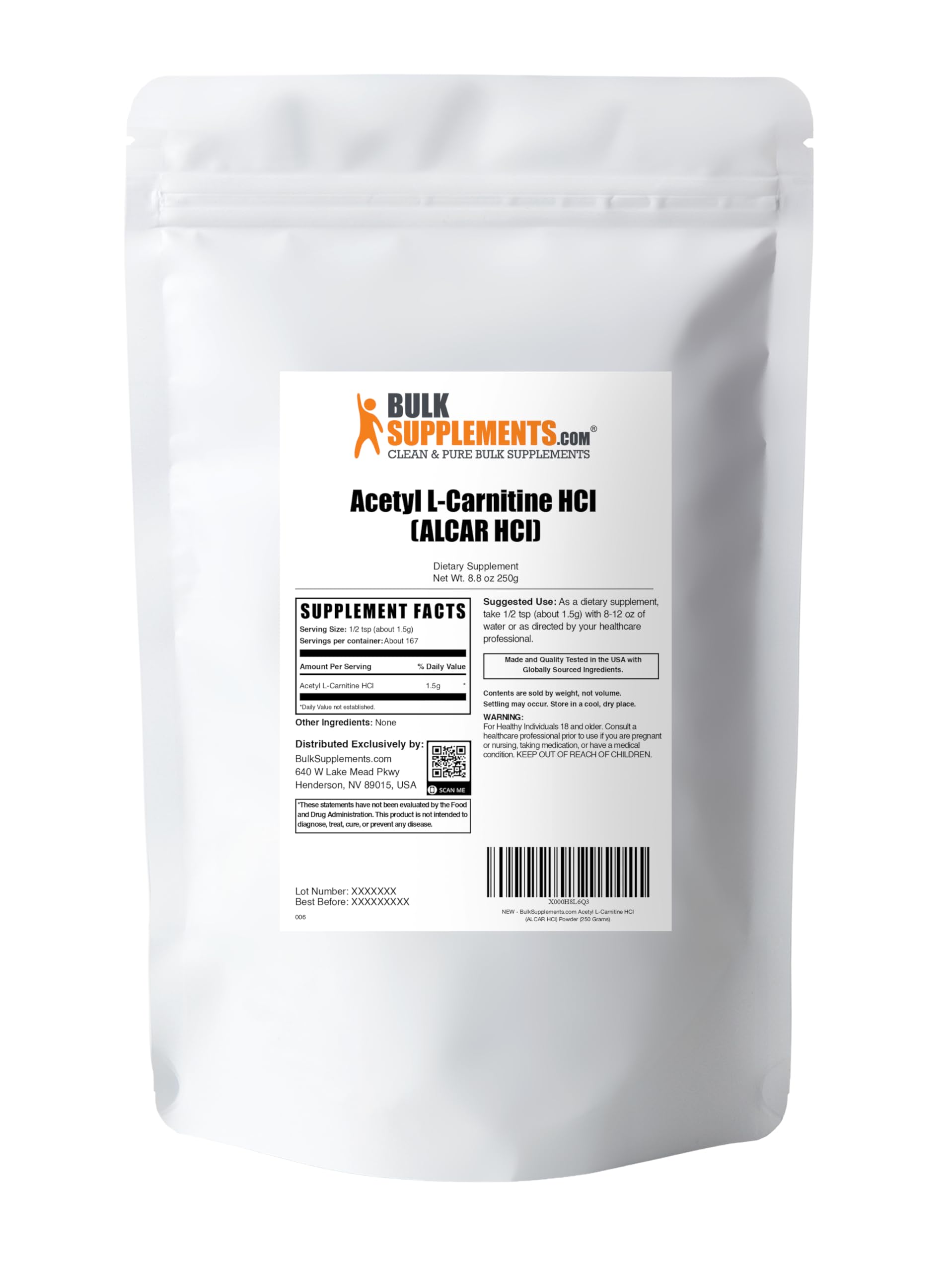 Foto 8 pulgar | Suplemento Bulksupplements.com Acetil L-carnitina En Polvo 250 G - Venta Internacional.