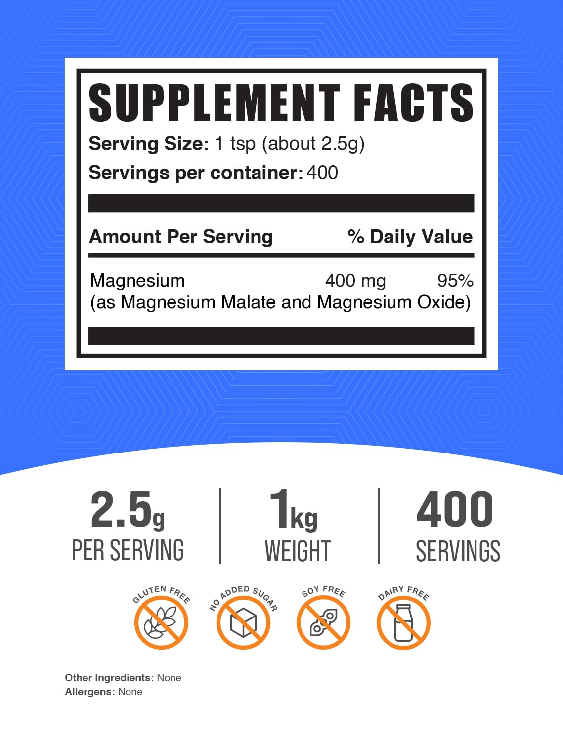 Foto 3 pulgar | Polvo De Malato De Magnesio Bulksupplements.com 1 Kg (2.2 Libras) - Venta Internacional.