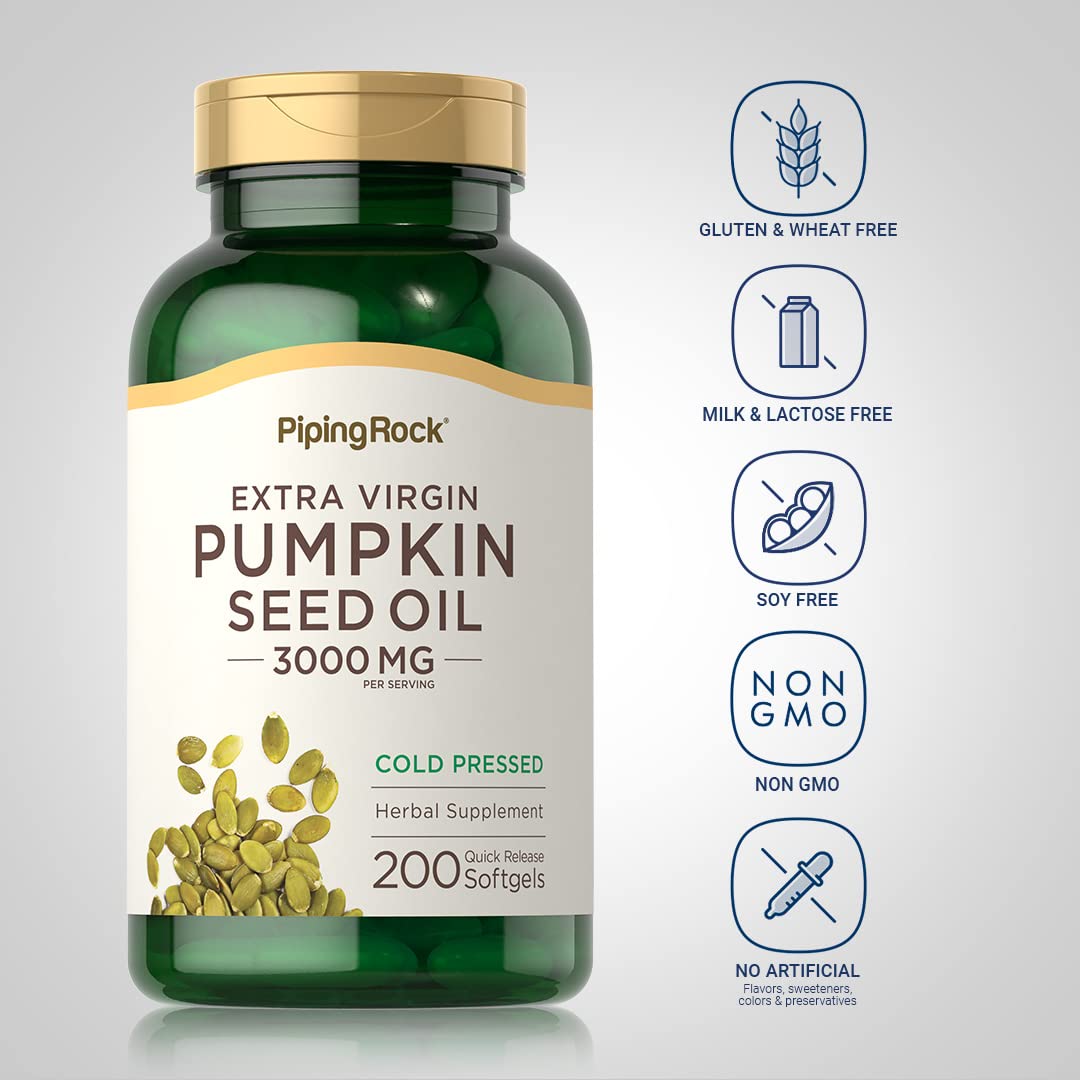 Foto 4 pulgar | Suplemento De Aceite De Semillas De Calabaza Piping Rock 3000 Mg 200 Cápsulas Blandas - Venta Internacional.