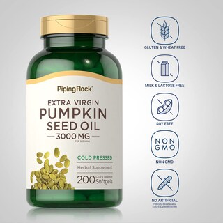 Foto 3 | Suplemento De Aceite De Semillas De Calabaza Piping Rock 3000 Mg 200 Cápsulas Blandas - Venta Internacional.