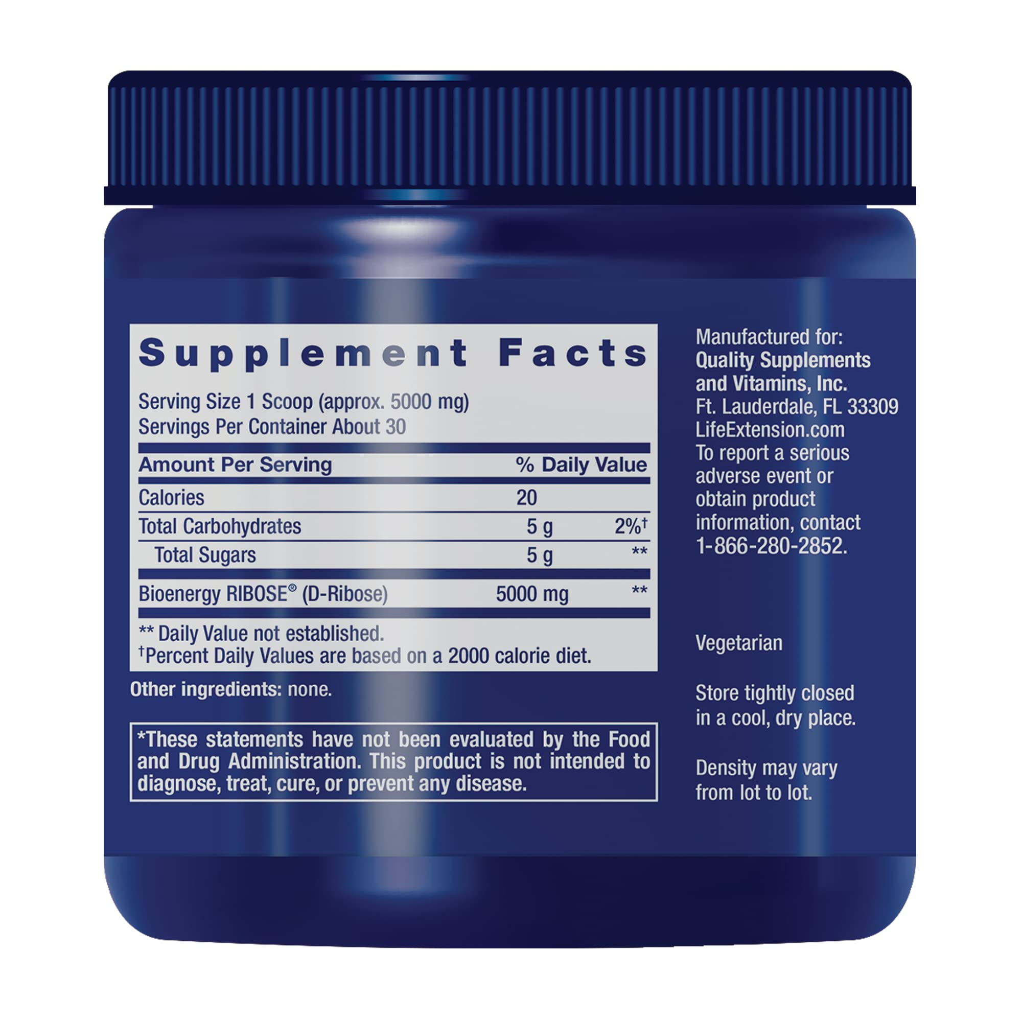 Foto 2 | Suplemento Life Extension D-ribosa En Polvo 150 G Sin Gluten - Venta Internacional.