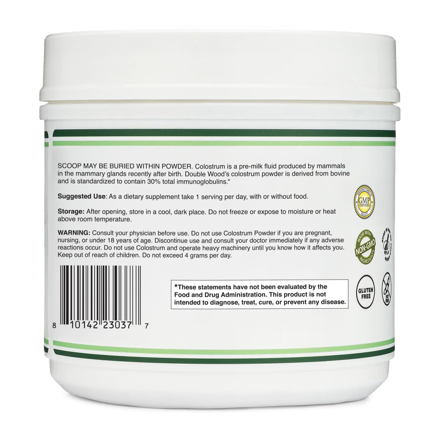 Foto 4 | Suplementos De Madera Doble En Polvo De Calostro, 120 G, Suministro Para 60 Días - Venta Internacional.