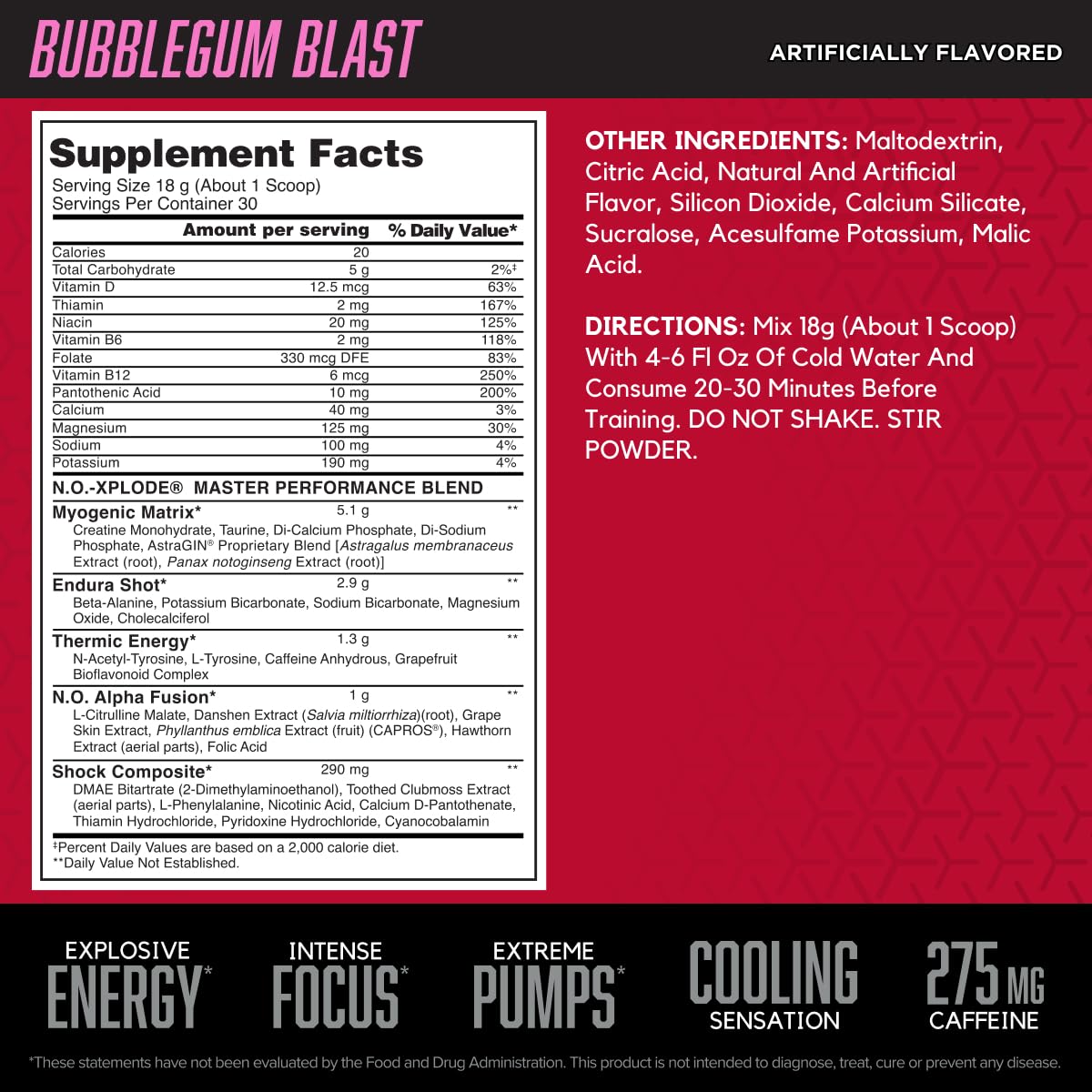 Foto 3 pulgar | Polvo Para Antes Del Entrenamiento Bsn N.o.-xplode Cool Rush Bubblegum 30 Se - Venta Internacional.