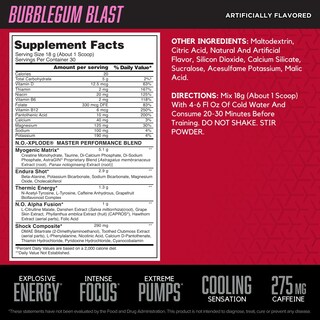 Foto 2 | Polvo Para Antes Del Entrenamiento Bsn N.o.-xplode Cool Rush Bubblegum 30 Se - Venta Internacional.