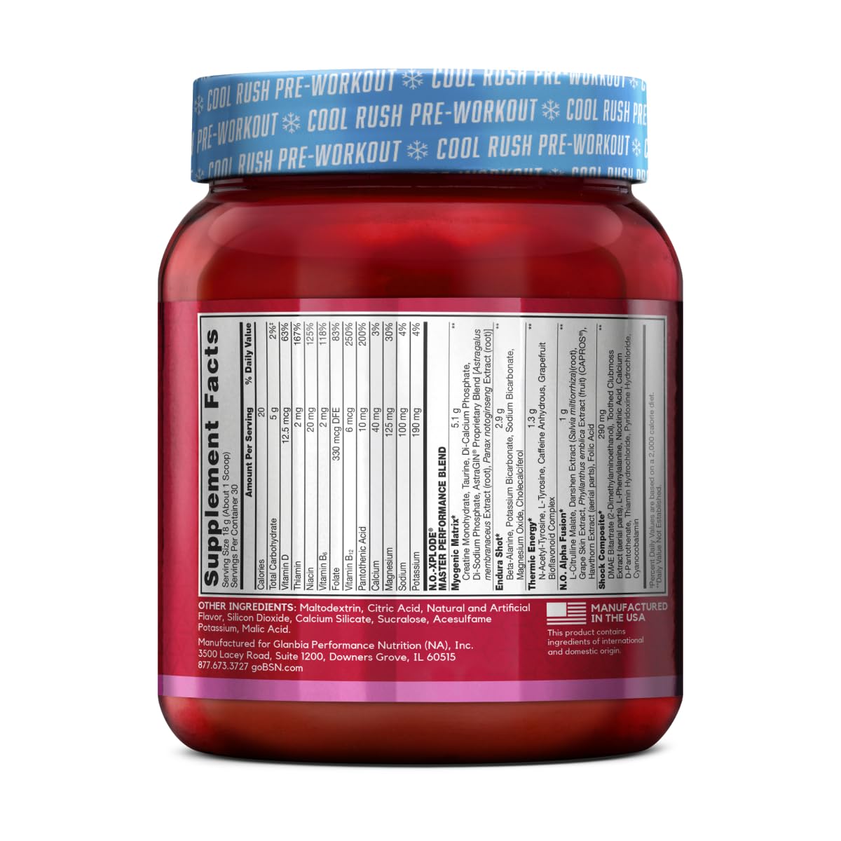 Foto 7 | Polvo Para Antes Del Entrenamiento Bsn N.o.-xplode Cool Rush Bubblegum 30 Se - Venta Internacional.