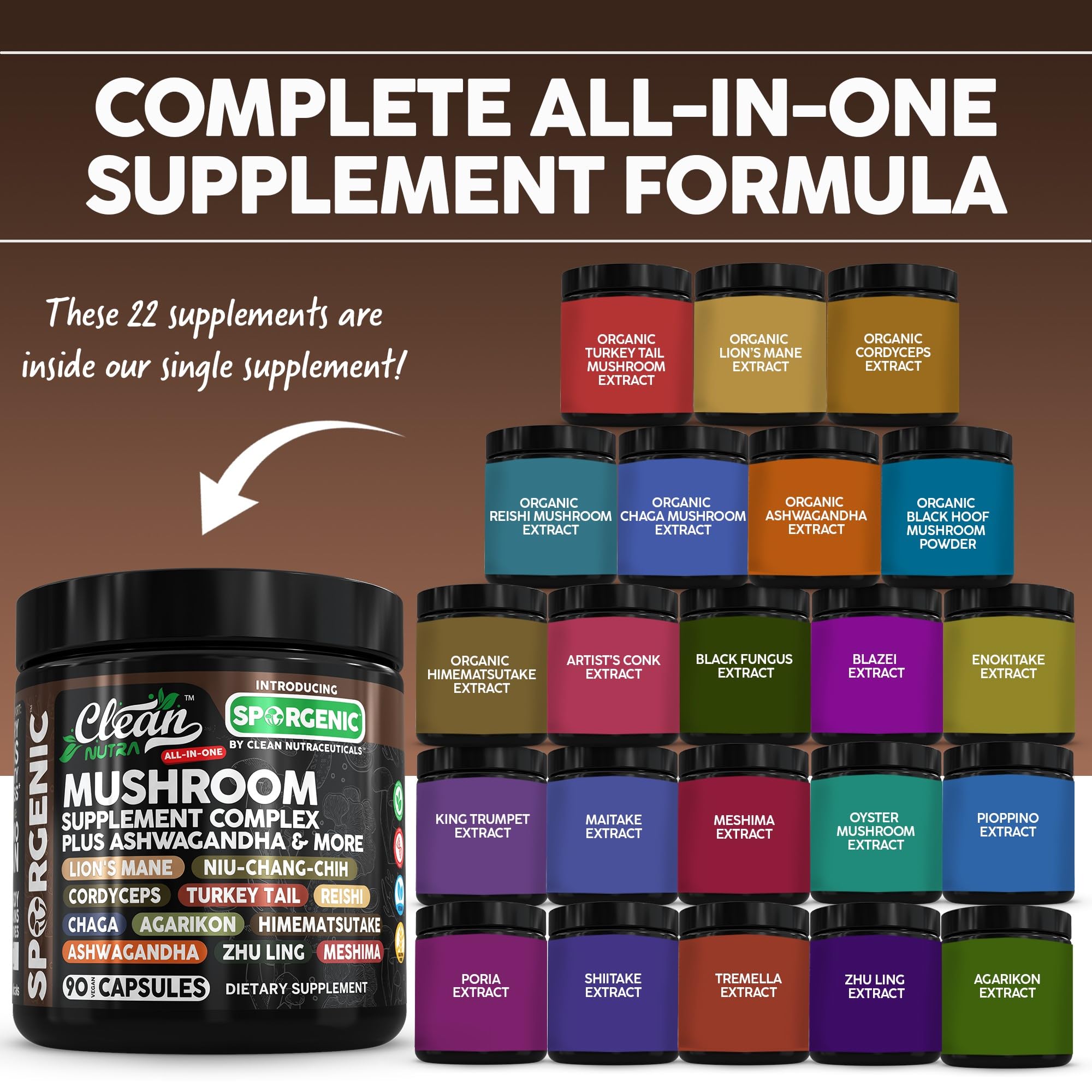 Foto 3 pulgar | Mezcla De Hongos Orgánicos Supplement Clean Nutra Sporgenic 1 - Venta Internacional.