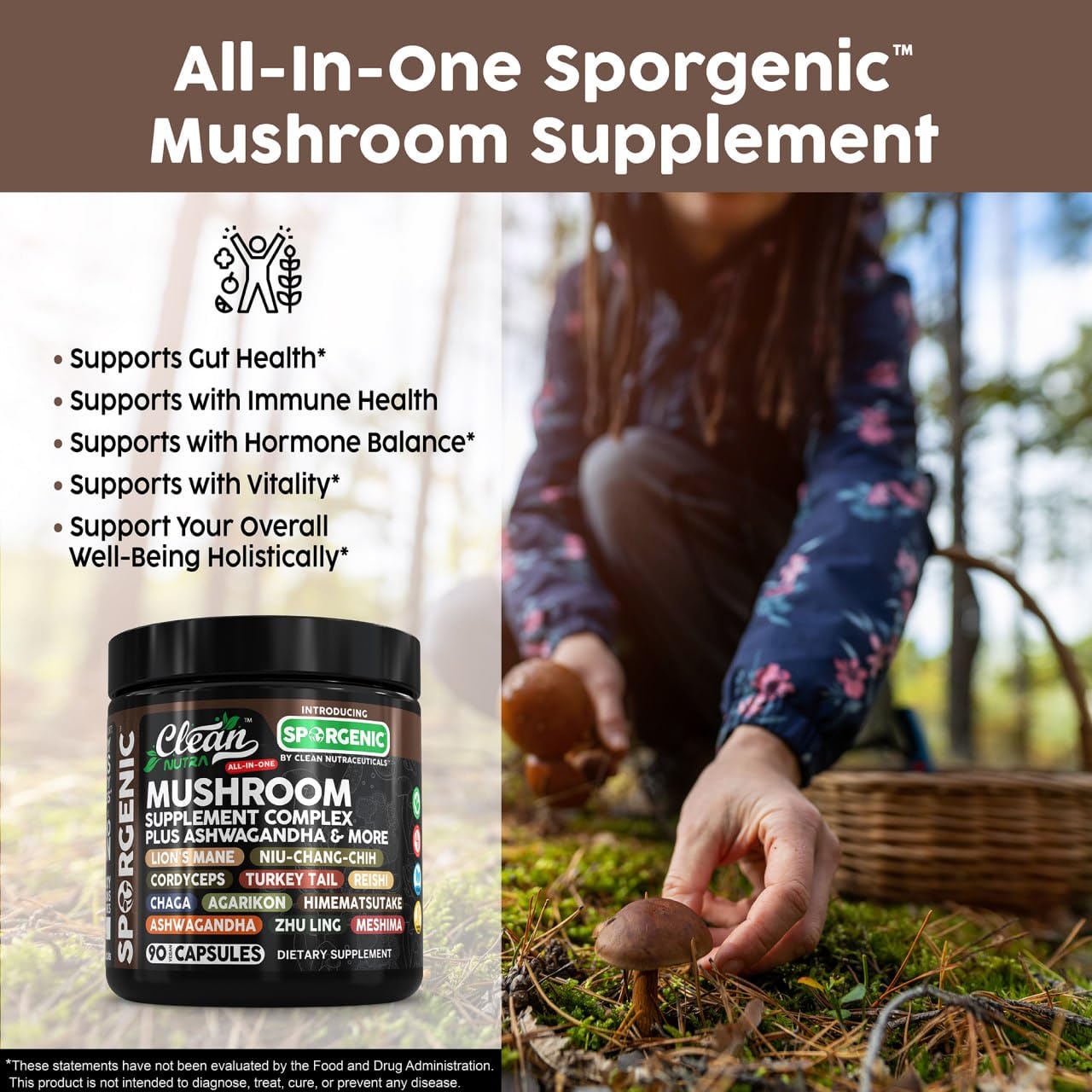 Foto 5 pulgar | Mezcla De Hongos Orgánicos Supplement Clean Nutra Sporgenic 1 - Venta Internacional.