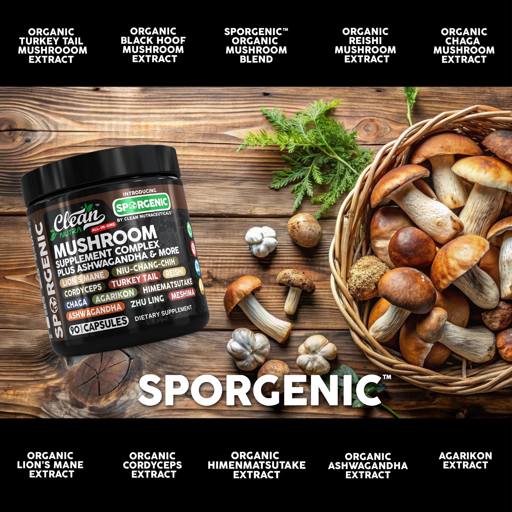 Foto 6 | Mezcla De Hongos Orgánicos Supplement Clean Nutra Sporgenic 1 - Venta Internacional.