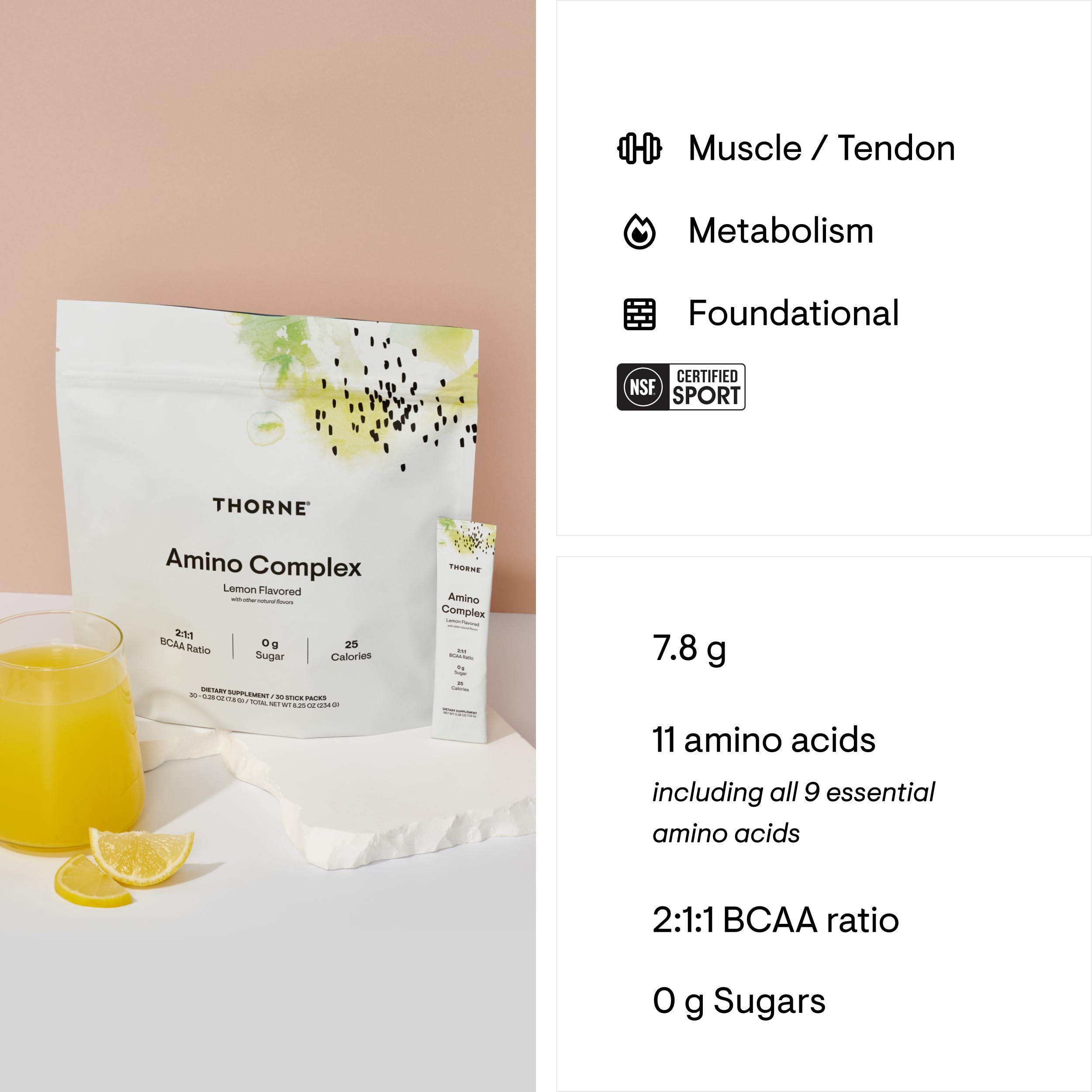 Foto 4 | Amino Complex Thorne Eaa Y Bcaa Validados Clínicamente 240 Ml L - Venta Internacional.