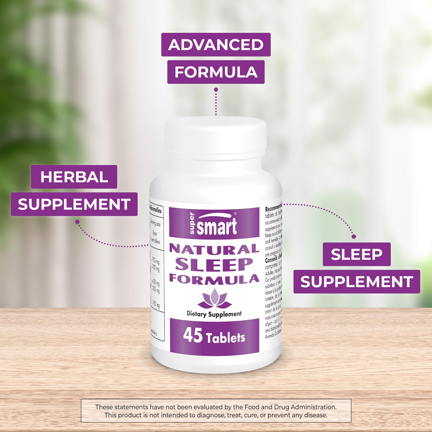 Foto 2 | Suplemento Para Dormir Supersmart Natural Sleep Formula 45 Comprimidos - Venta Internacional.