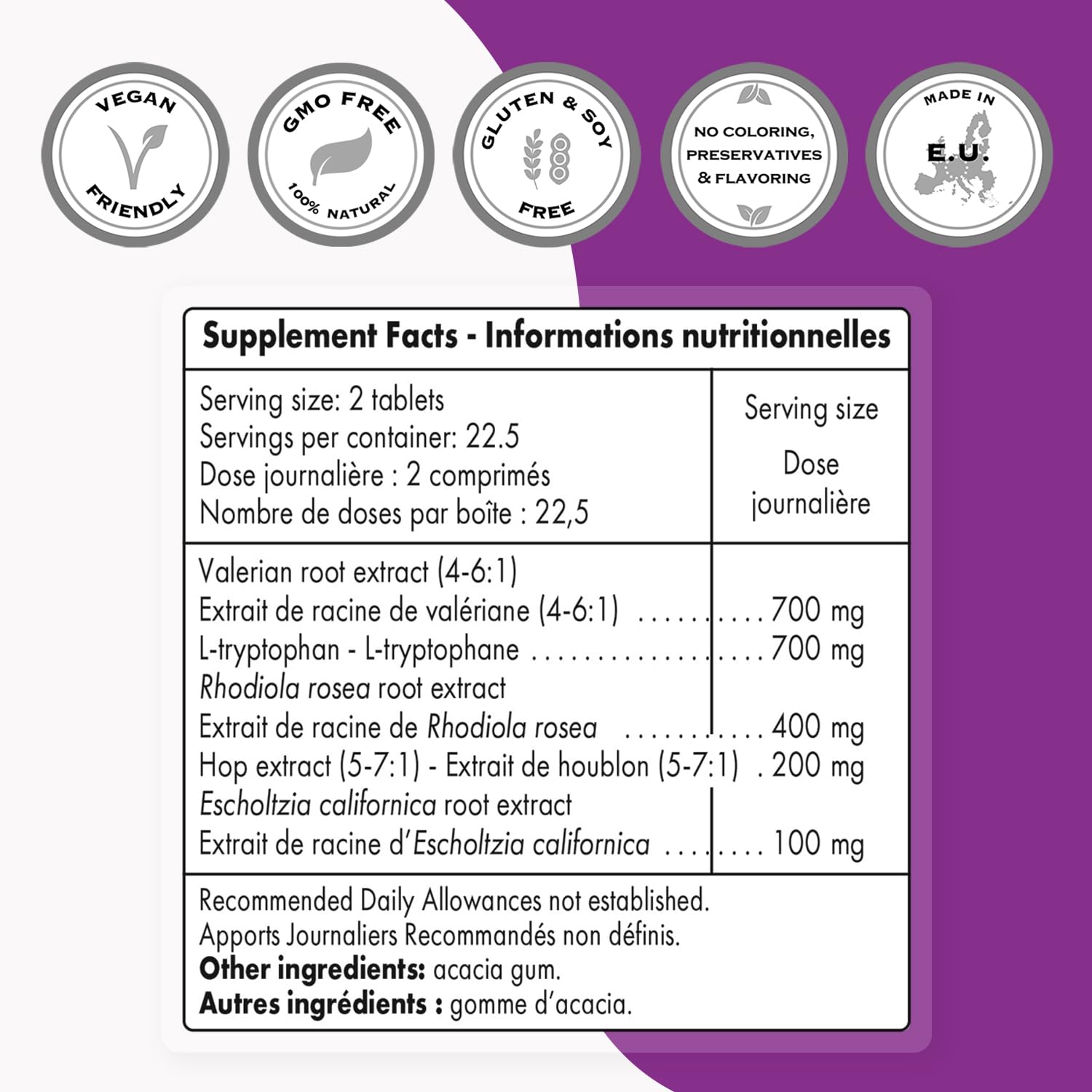 Foto 4 pulgar | Suplemento Para Dormir Supersmart Natural Sleep Formula 45 Comprimidos - Venta Internacional.