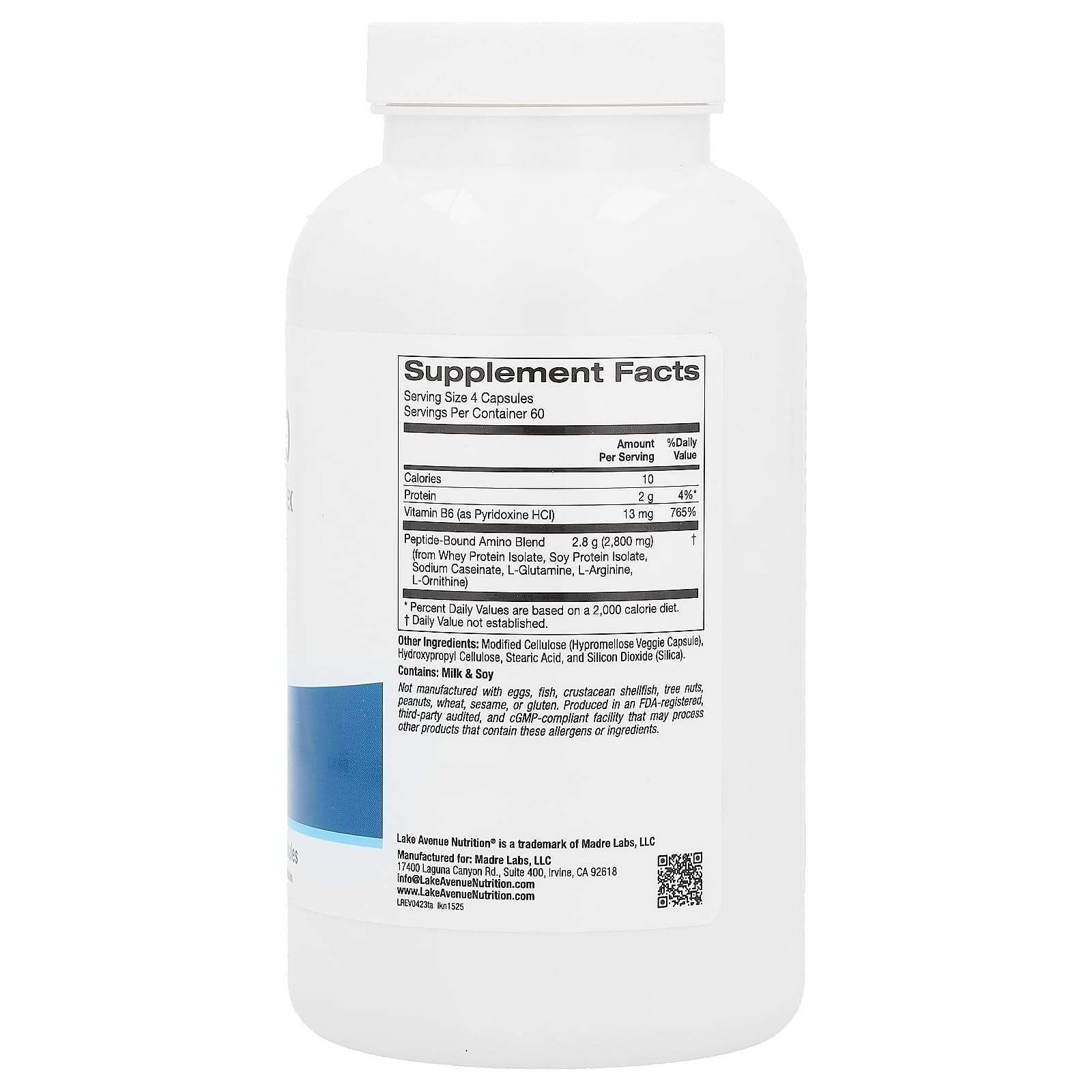 Foto 3 pulgar | Suplemento Lake Avenue Nutrition Total Amino 240 Cápsulas - Venta Internacional.