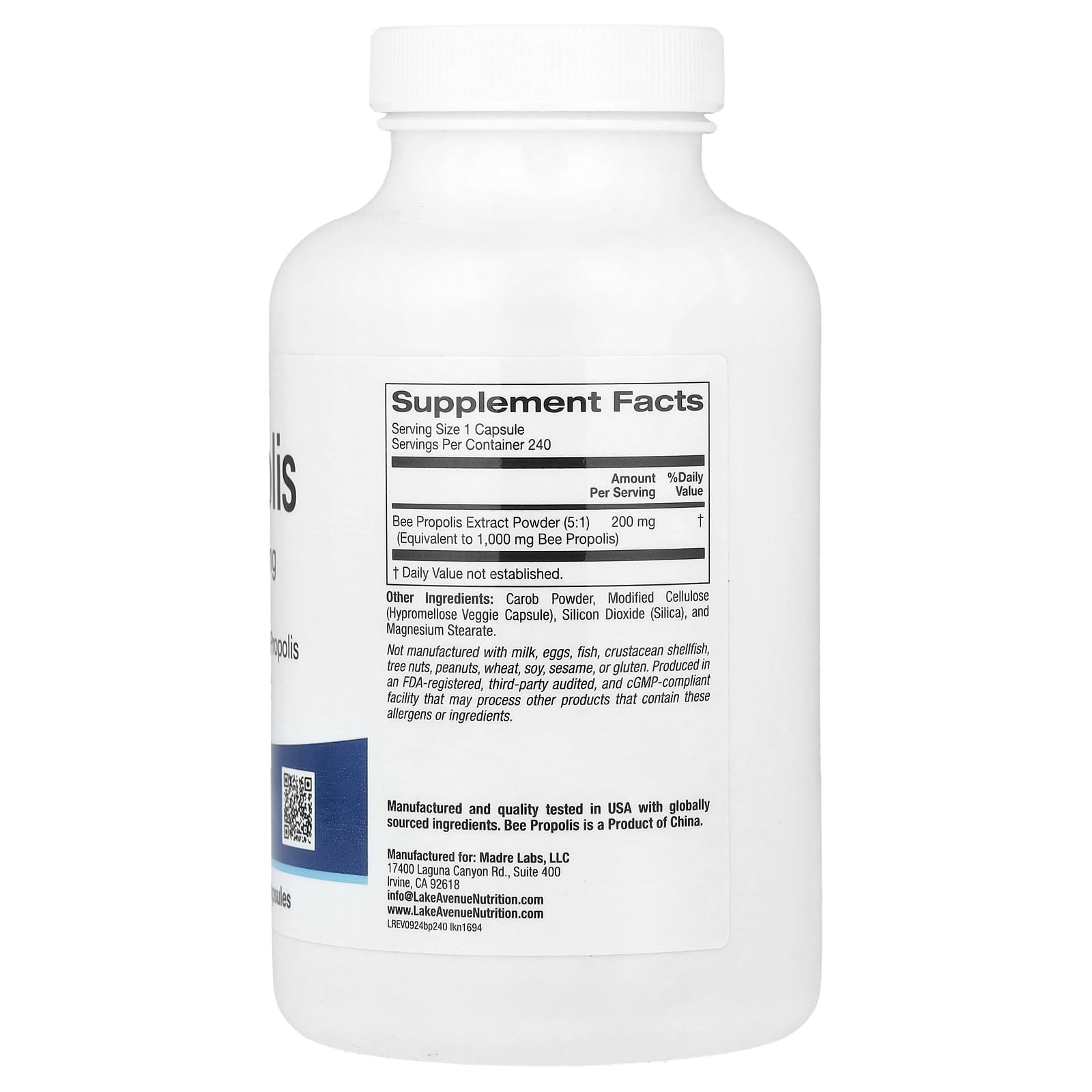 Foto 3 pulgar | Suplemento Lake Avenue Bee Propolis 1000 Mg 240 Cápsulas - Venta Internacional.