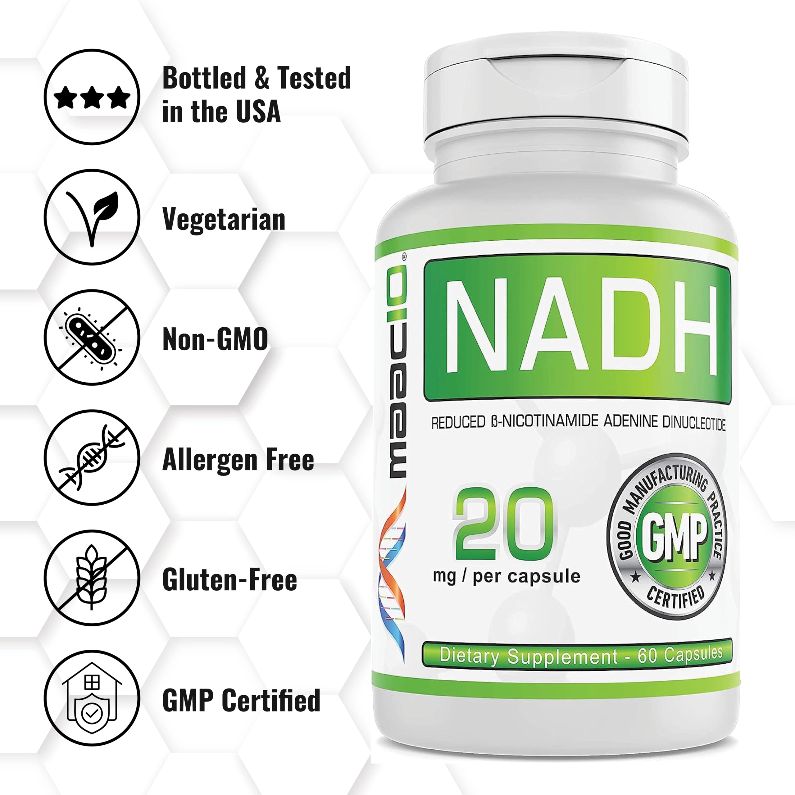 Foto 6 | Suplemento Maac10 Nadh 20 Mg 60 Cápsulas Para Energía Y Longevidad - Venta Internacional.