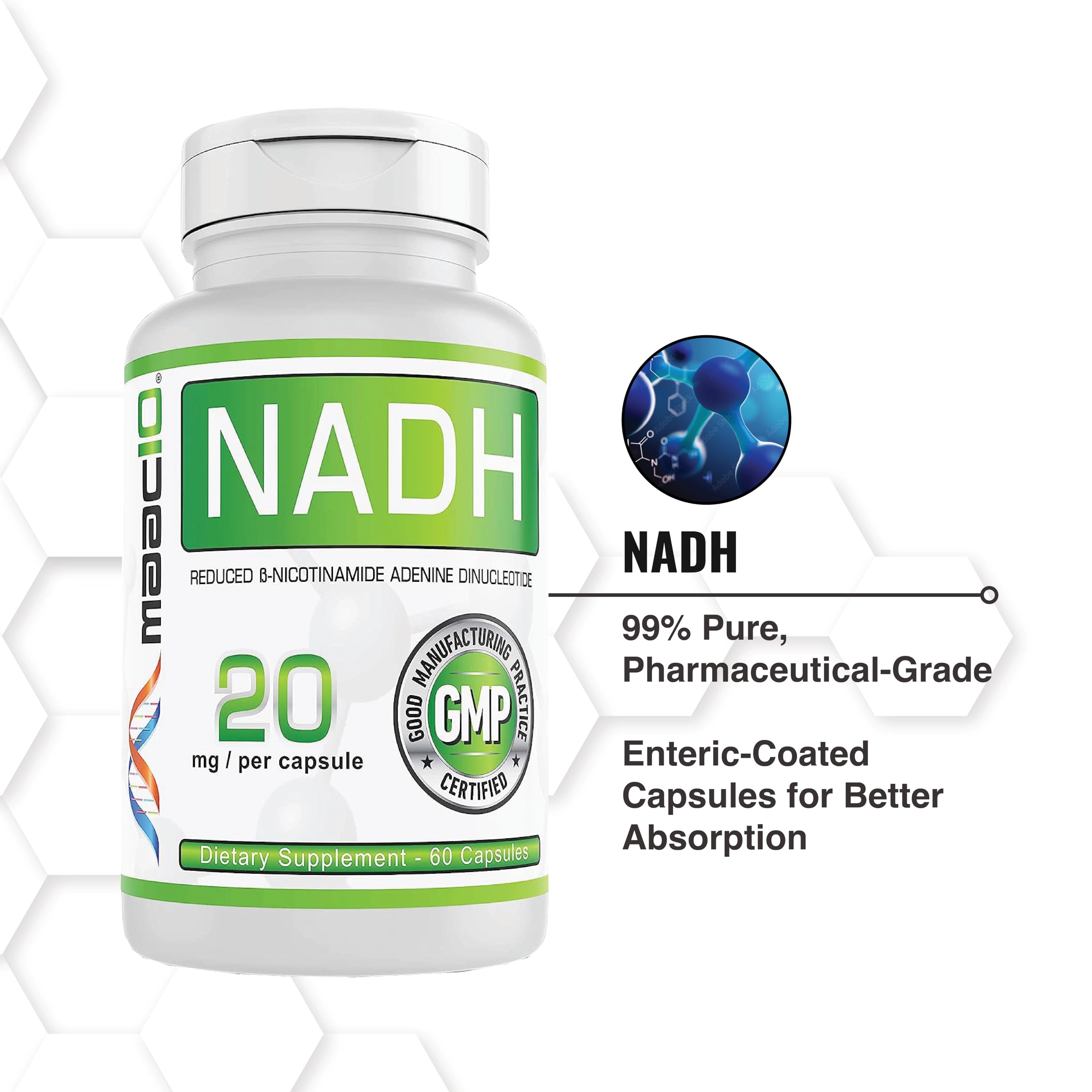 Foto 7 | Suplemento Maac10 Nadh 20 Mg 60 Cápsulas Para Energía Y Longevidad - Venta Internacional.
