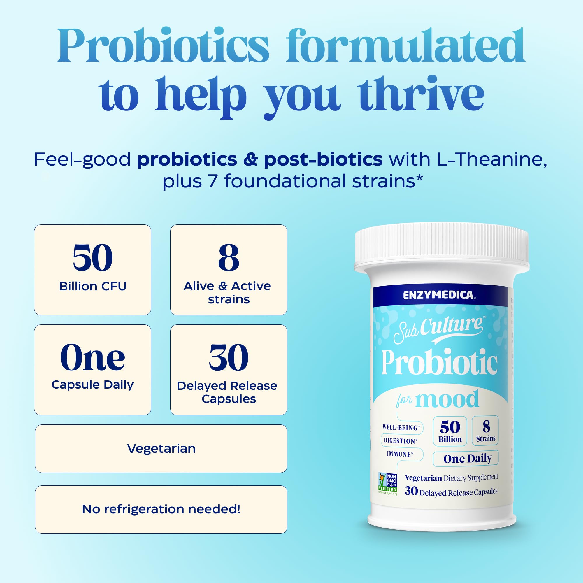 Foto 4 | Probióticos Enzymedica Subculture For Mood 50 Mil Millones Cfu 30 Unidades - Venta Internacional