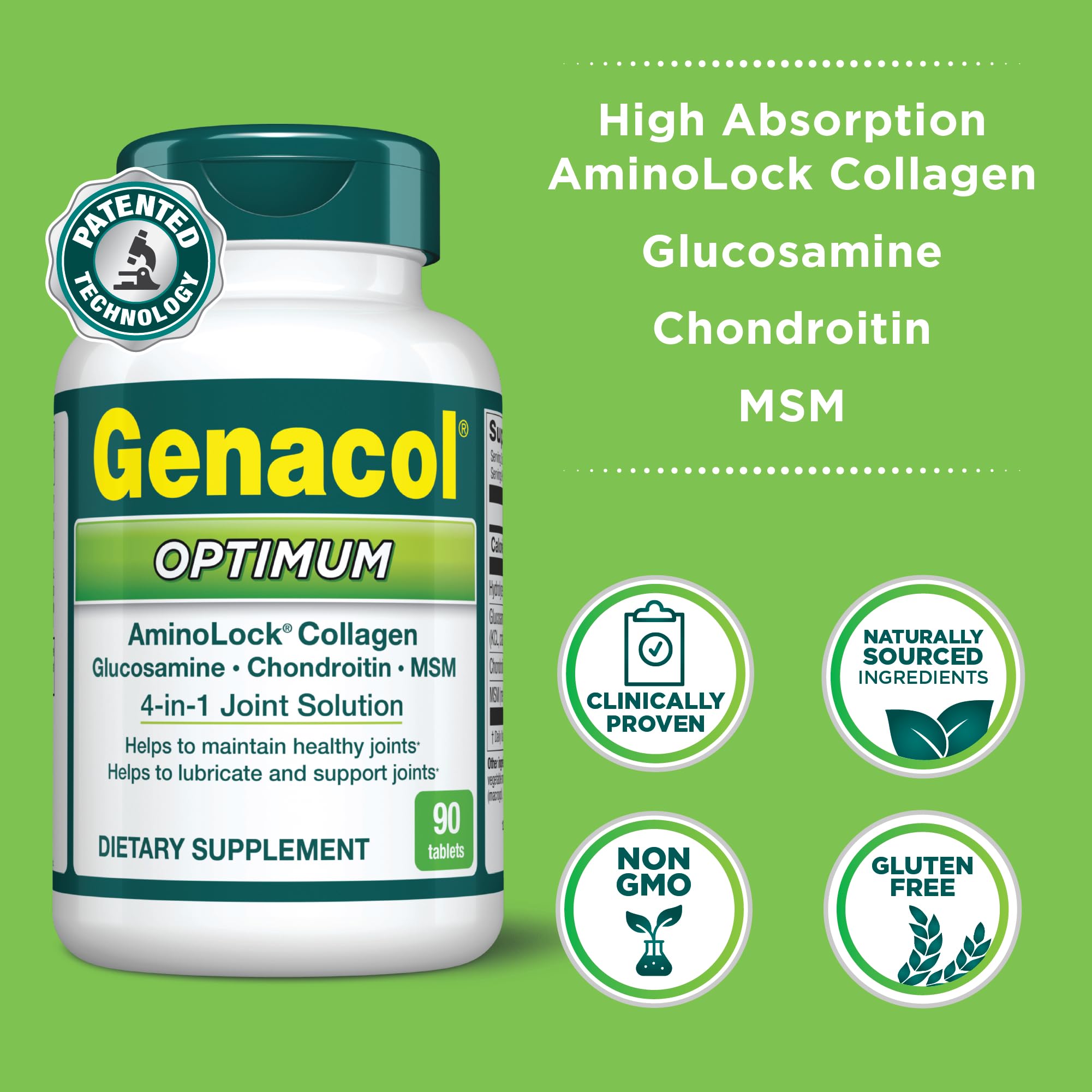 Foto 2 | Suplemento Para Articulaciones Genacol Con Glucosamina, Condroitina Y Msm 90 Comprimidos - Venta Internacional.