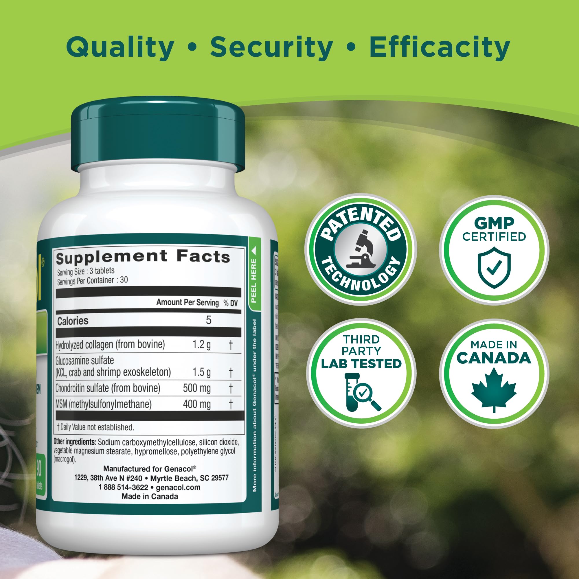 Foto 5 | Suplemento Para Articulaciones Genacol Con Glucosamina, Condroitina Y Msm 90 Comprimidos - Venta Internacional.