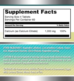 Foto 4 | Suplemento De Citrato De Calcio Amazing Formulas, 1000 Mg, 240 Tabletas - Venta Internacional.