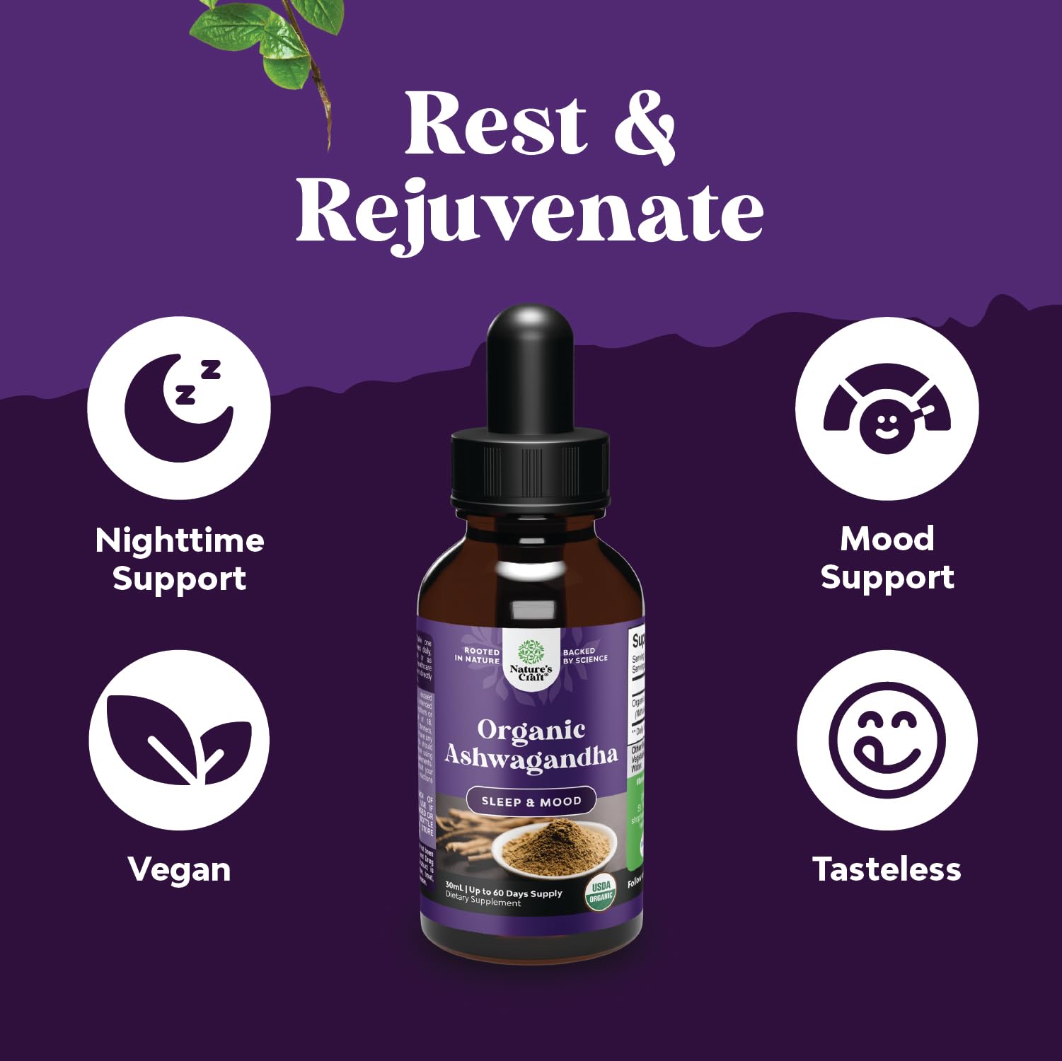 Foto 4 | Gotas Líquidas Supplement Natures Craft De Ashwagandha, 30 Ml - Venta Internacional.