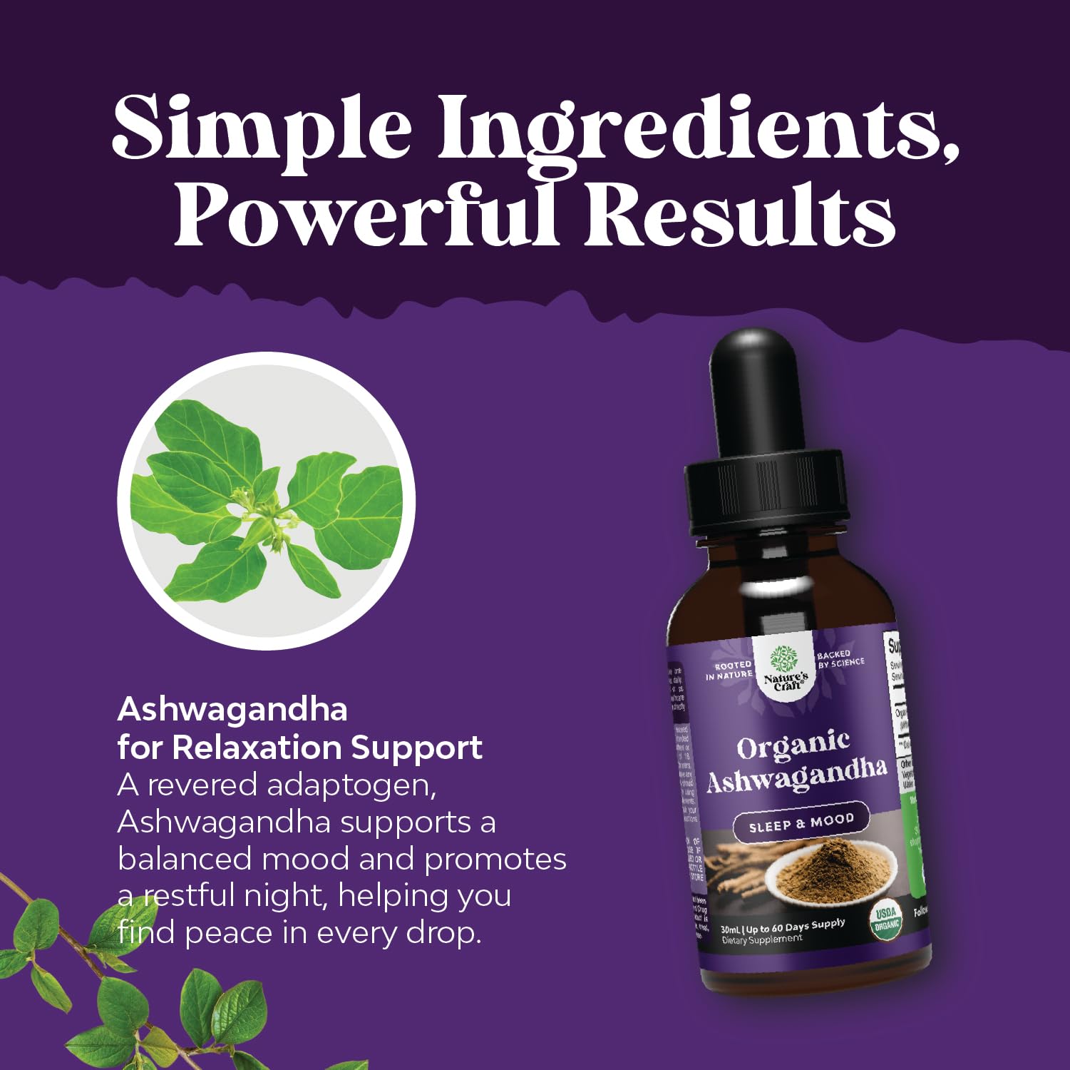 Foto 6 pulgar | Gotas Líquidas Supplement Natures Craft De Ashwagandha, 30 Ml - Venta Internacional.