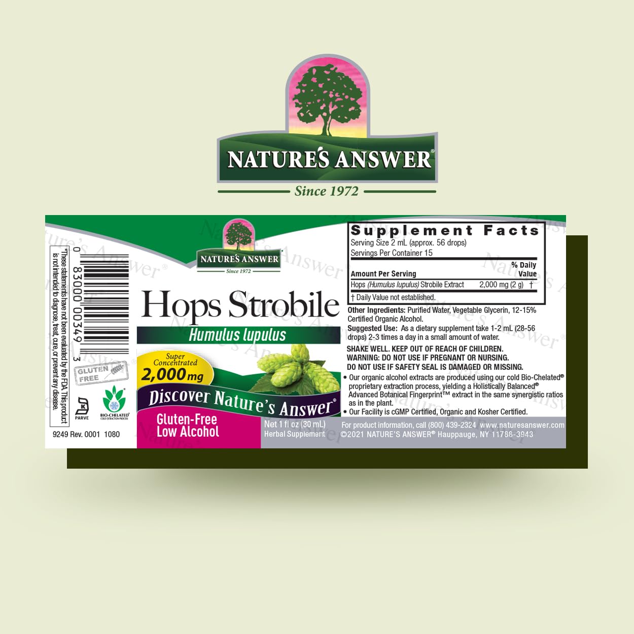 Foto 3 pulgar | Extracto De Hierba De Lúpulo Nature's Answer Con Alcohol Orgánico, 30 Ml - Venta Internacional.