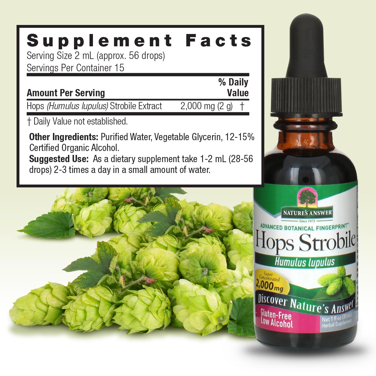 Foto 5 pulgar | Extracto De Hierba De Lúpulo Nature's Answer Con Alcohol Orgánico, 30 Ml - Venta Internacional.