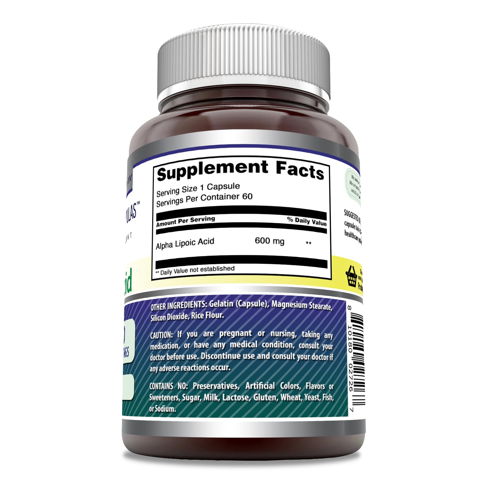 Foto 3 pulgar | Ácido Alfa Lipoico De Amazing Formulas | Suplemento De 600 Mg Por Porción | Cápsulas | Sin Ogm | Sin - Venta Inter