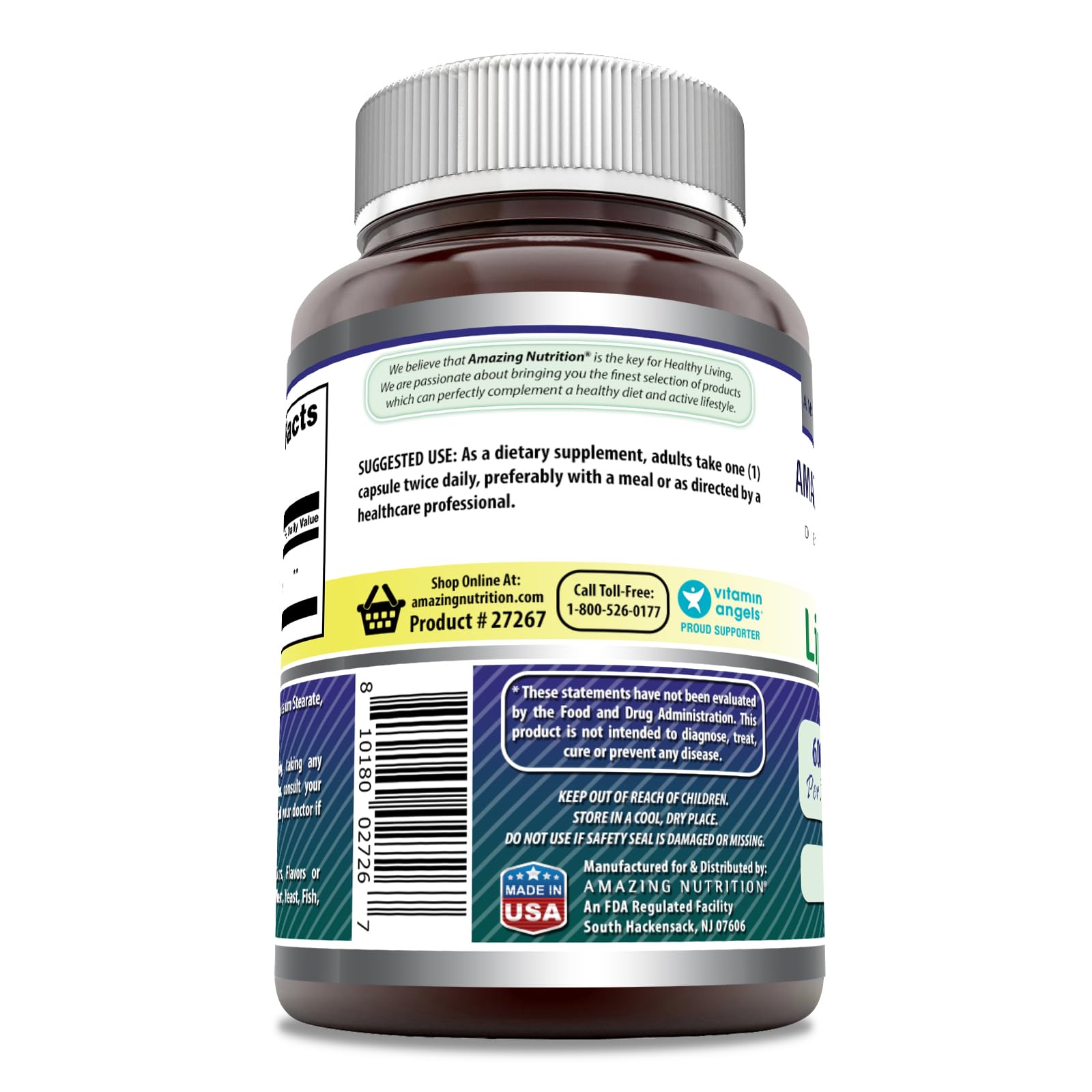 Foto 3 | Ácido Alfa Lipoico De Amazing Formulas | Suplemento De 600 Mg Por Porción | Cápsulas | Sin Ogm | Sin - Venta Inter