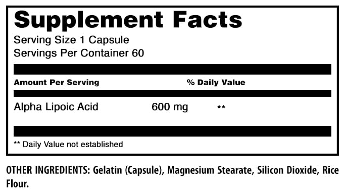 Foto 5 pulgar | Ácido Alfa Lipoico De Amazing Formulas | Suplemento De 600 Mg Por Porción | Cápsulas | Sin Ogm | Sin - Venta Inter