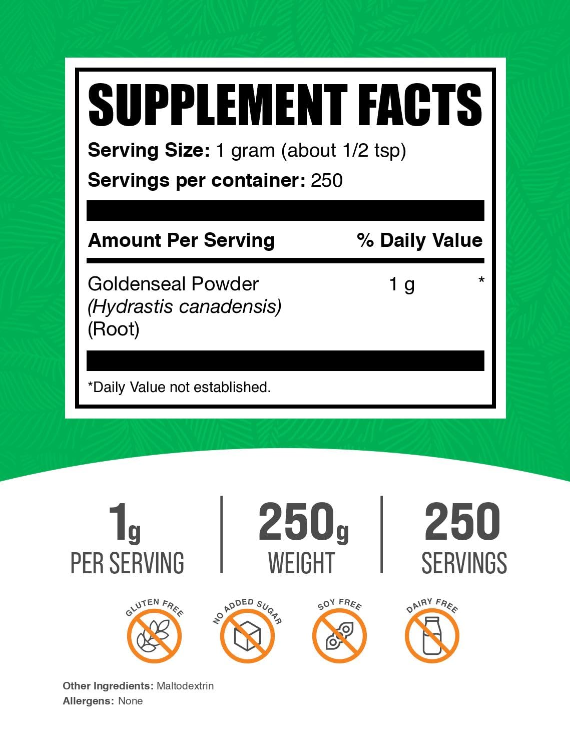 Foto 2 | Supplement Bulksupplements.com Goldenseal Raíz En Polvo 250 G - Venta Internacional.